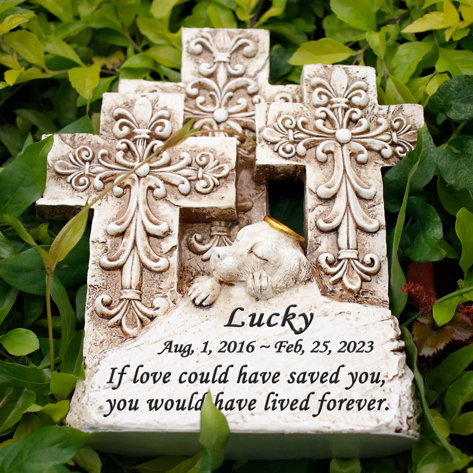 mildahjoy Personalized Dog Memorial Stone Dog Statue Grave Marker Dog Cross Memorial Gifts Dog Headstone Tombstone Pet Loss Sympathy Gifts for Dog