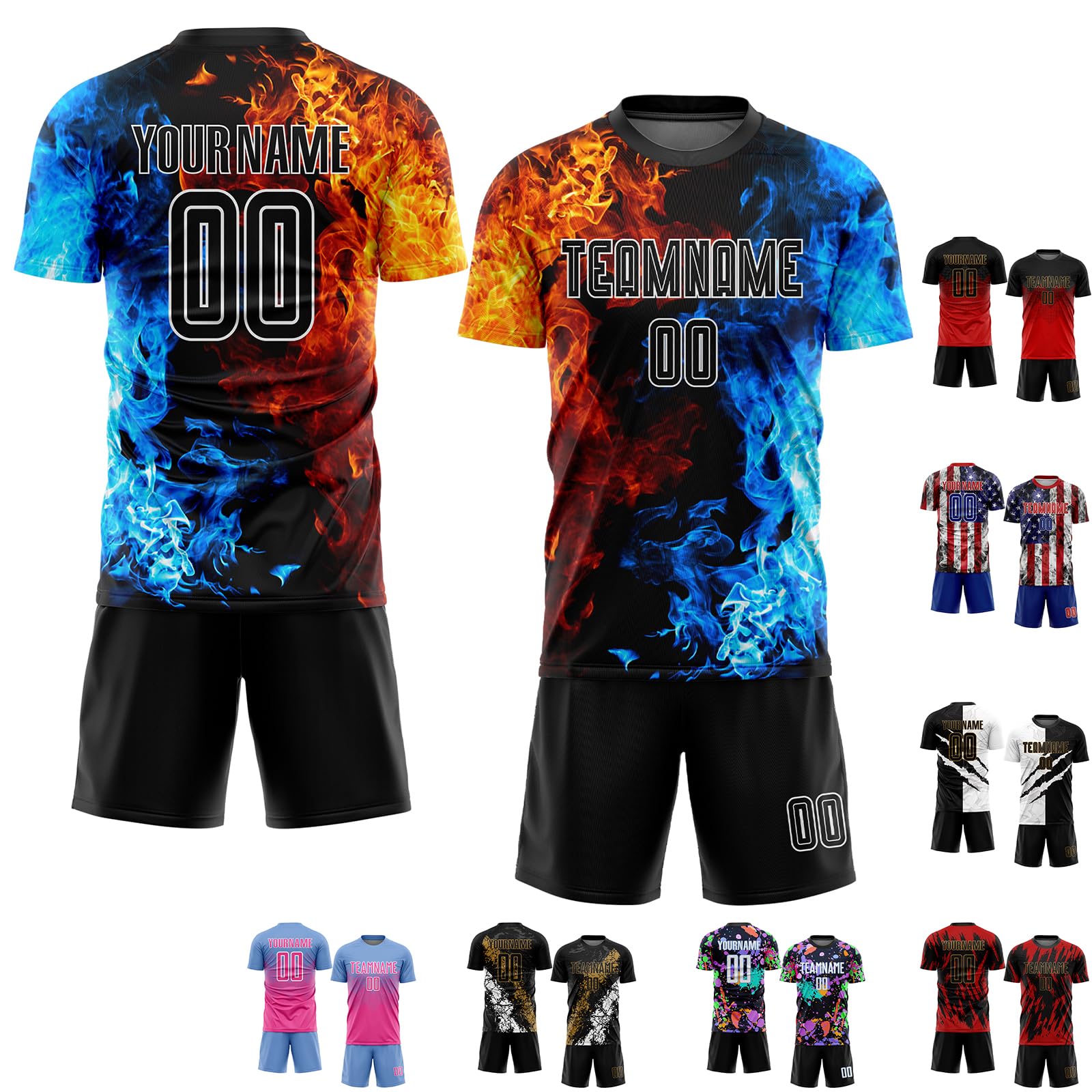 Fancsutom Custom Soccer Jerseys Suit Team Uniform Personalized Sports Round Neck T Shirts and Shorts for Men Women Yout