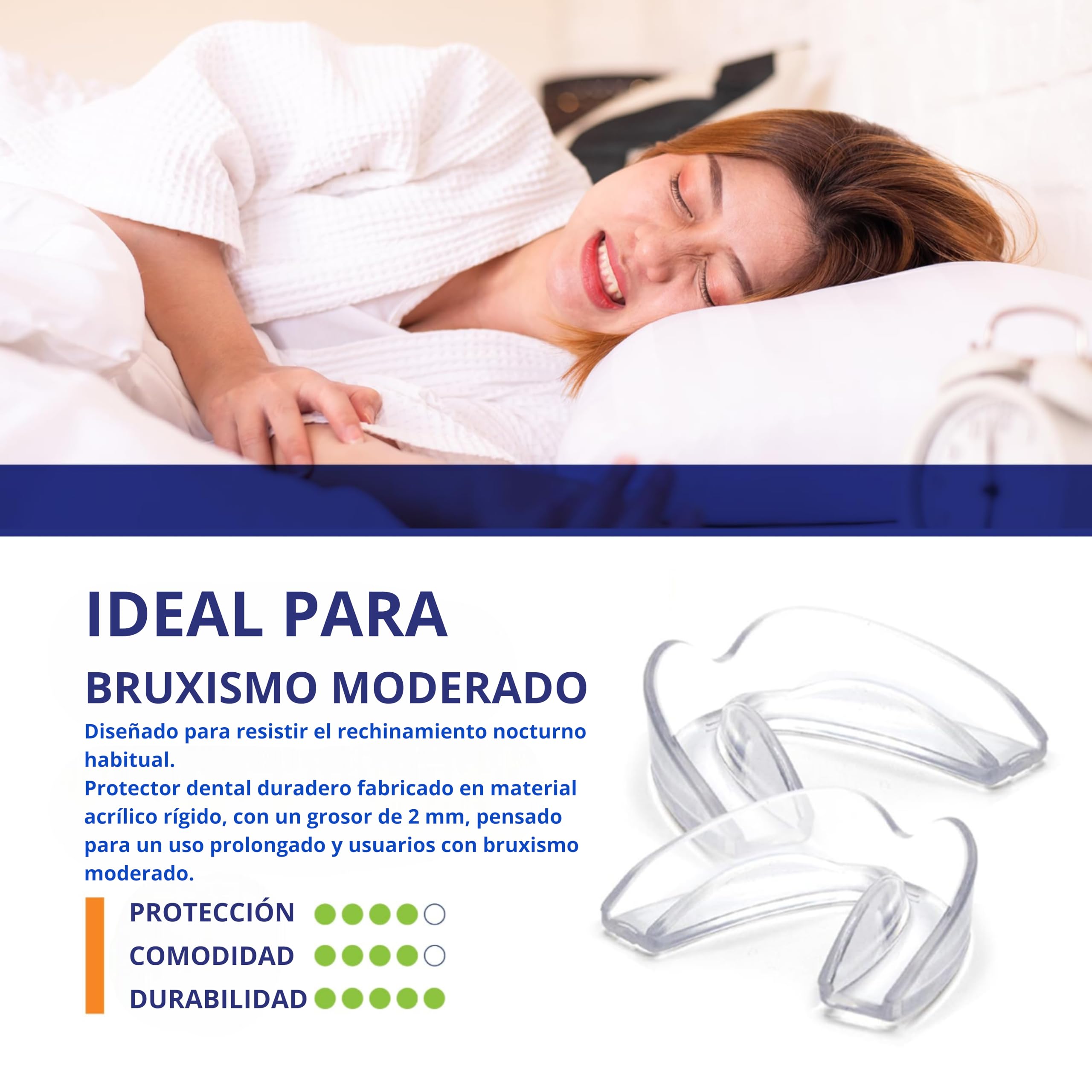 BAYON Férula Descarga Bruxismo Dental Noche – Pack 4 Unidades (2 Pequeñas + 2 Grandes) – Protector Bucal para Dormir – Férula Dental Anti Bruxismo Ajustable y Reutilizable — view 6