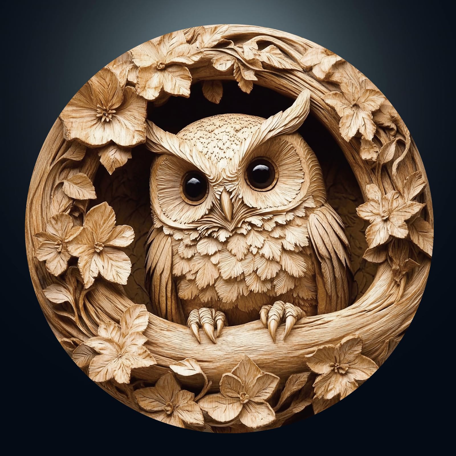 Jigsaw Puzzles for Adults 1000, 3D Visual Owl 1000 Piece Jigsaw Puzzle, 67.5 x 67.5cm Blue Card Round Flat Puzzle, Colorful Puzzles for Home Decor, Christmas & Birthday Gifts for Family Friends