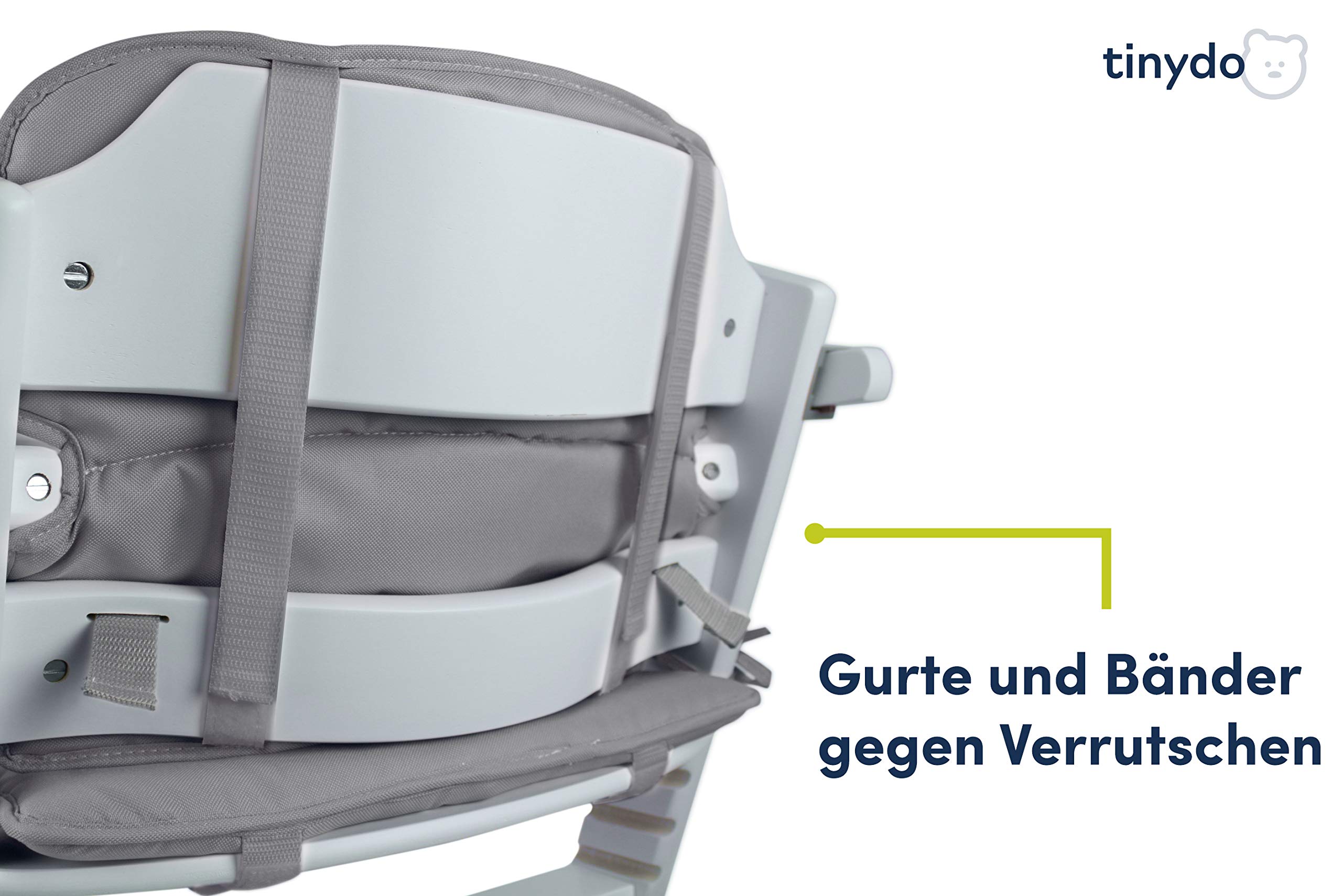 Hochstuhl Sitzkissen für Timba Safety 1st. - ergonomisches Memory-Schaum Kissen zur Rückenentlastung, Sitzpolster extra dick - Sitzverkleinerer Auflage ohne Verrutschen (Hellgrau)