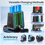 Switch Controller Charger for Joypad 2/1 & Pro Controller, Joypad Charging Dock with 9 RGB Light Modes, 6 in 1 Charge Station for 4 Joypad/2 Pro Controllers with LED Indicator