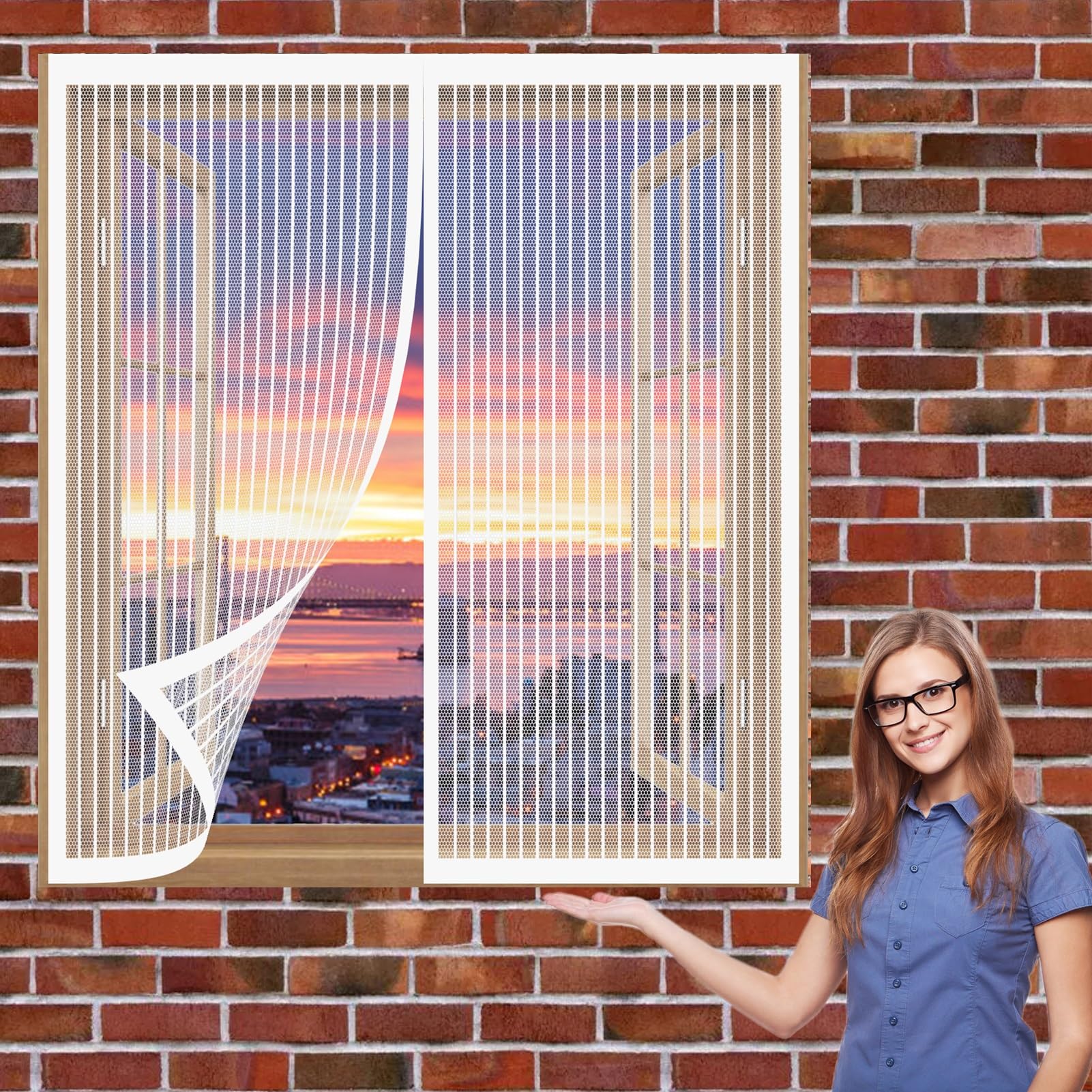 Doguo White Fly Screen Mosquito Magnetic Window 110 X 114 Cm(43 X 45Inch) Mosquito Protector Net Prevents Insects No Drilling Or Screwing Easy Installation Insect Netting Fitted To Multiple Windows,