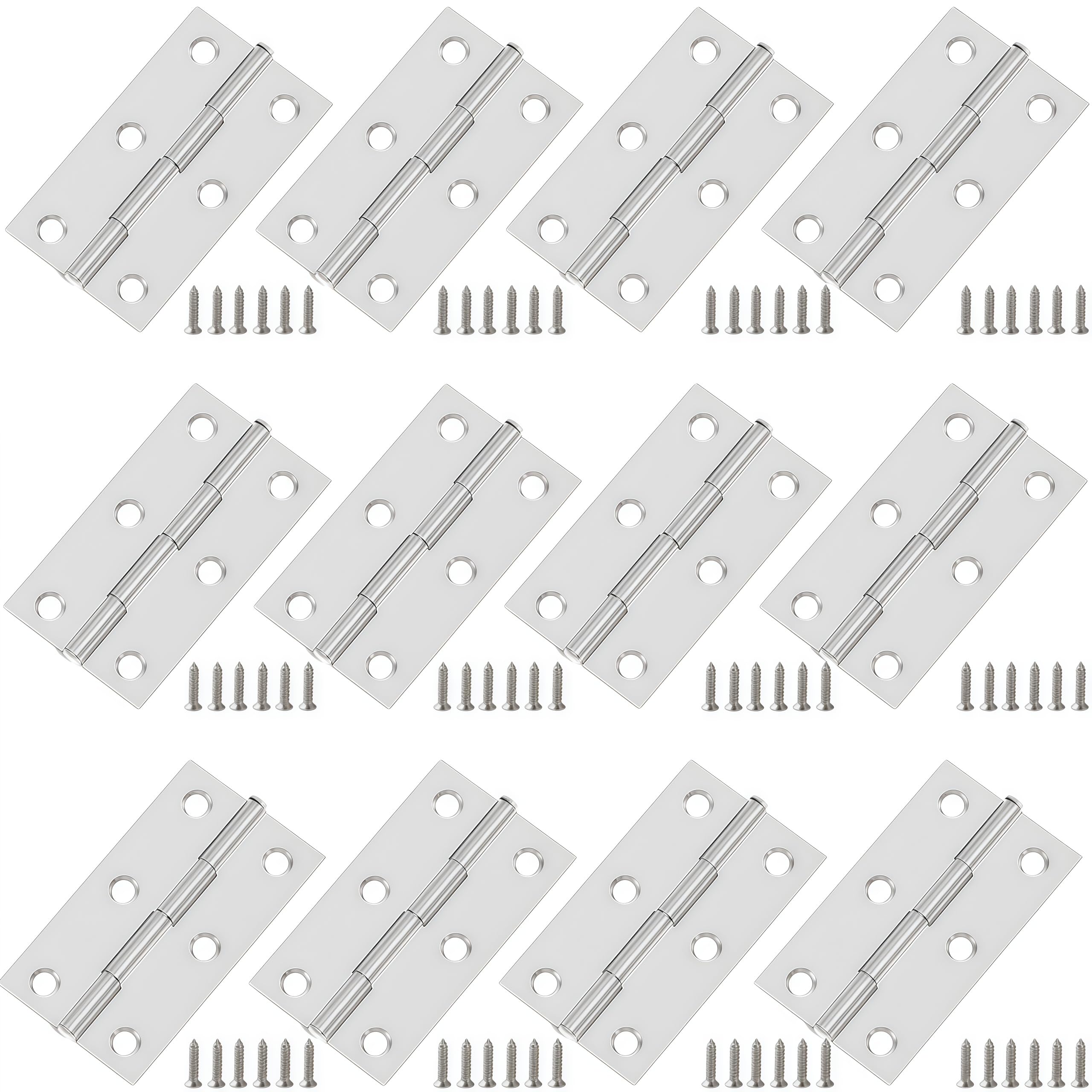 Vbnexyr Regular Folding Hinge 12 Pack 270° Stainless Steel Silent Bearing Hinges Suitable For Doors Windows Cabinet Doors Wooden Crates And Diy Projects 3.3 Inches