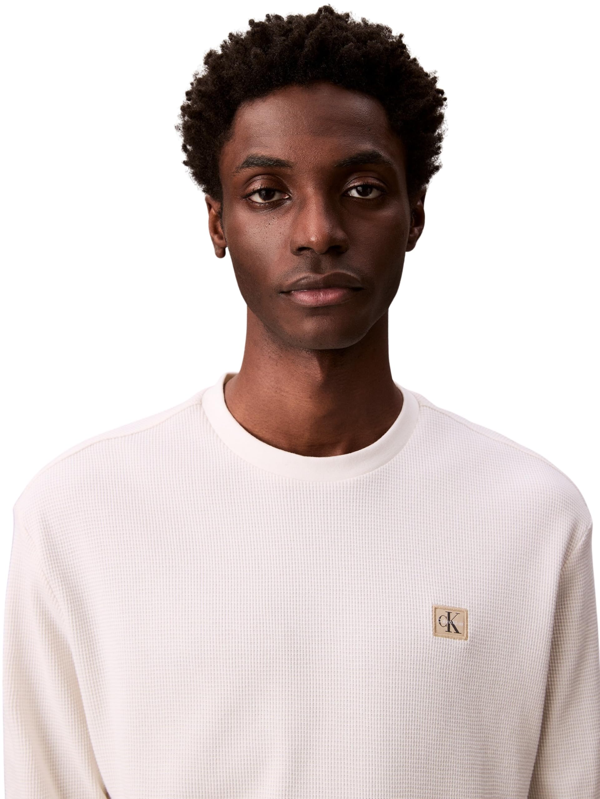 Calvin Klein Jeans Tee Shirt Manches Longues Waffle Badge Crew Yas Tofu
