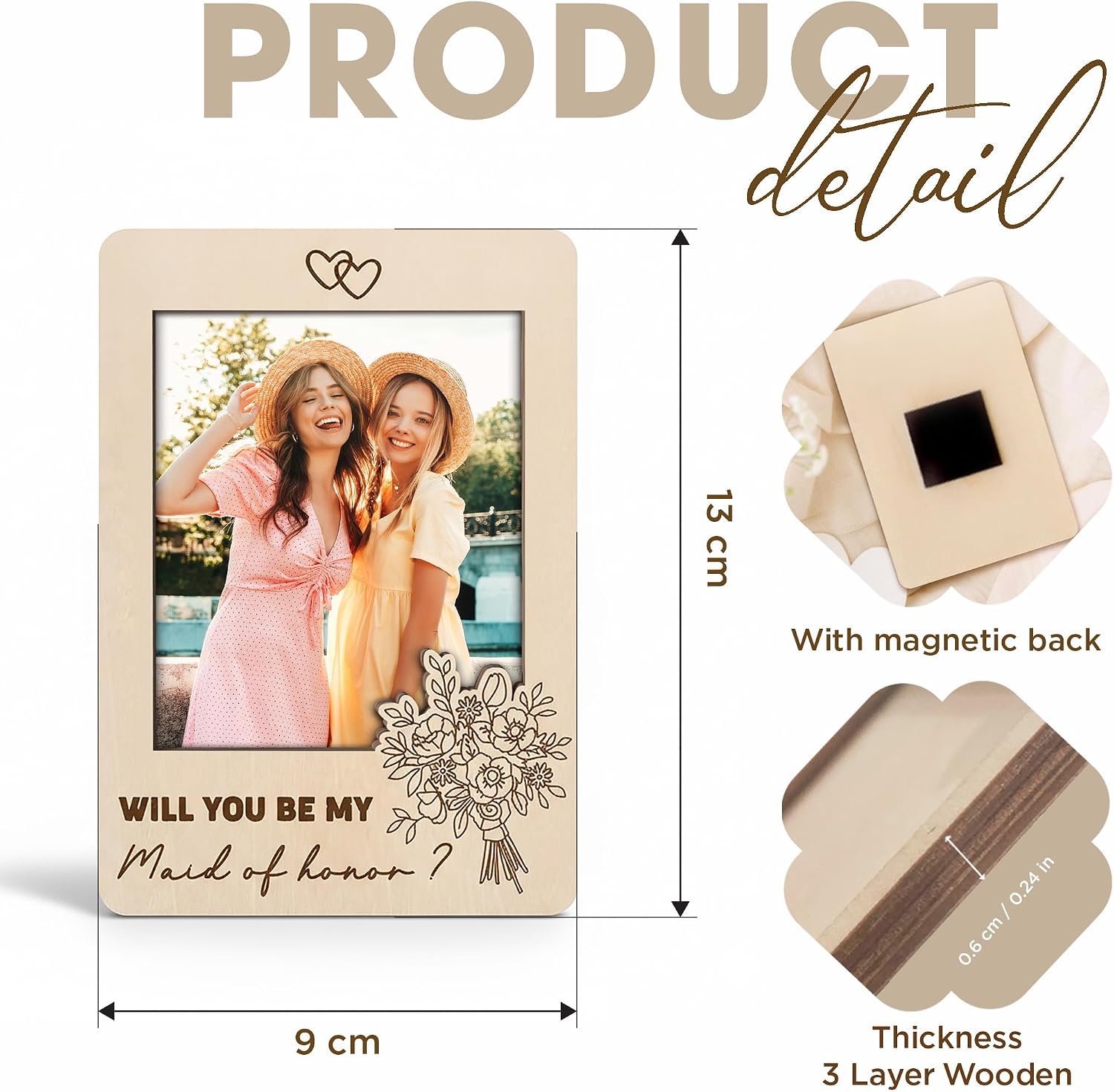 Will You Be My Maid Of Honor Magnetic Picture Frame - Bridesmaid Picture