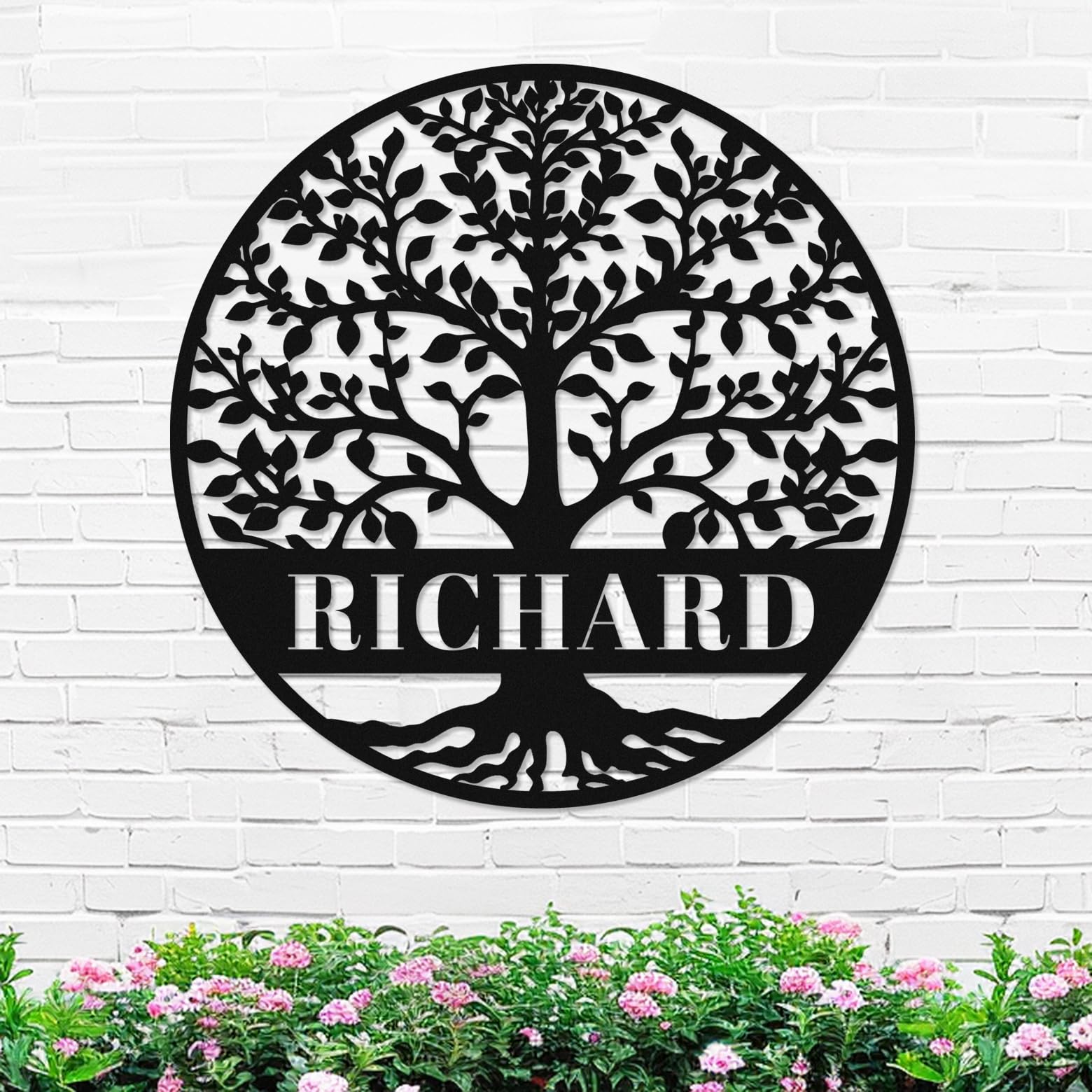 Custom Family Tree Last Name Sign Metal Wall Art, Personalized Family Tree Wall Decor Sign, Customized Home Wall Decor Welcome Plaque Housewarming Gift