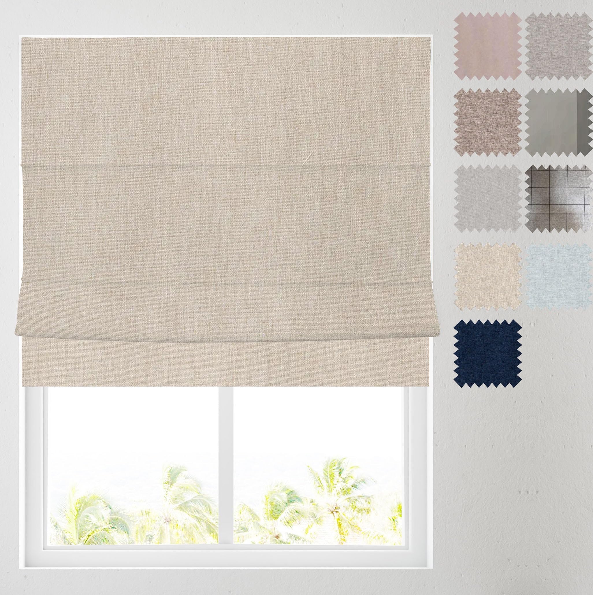 Barnes Blinds And Interiors Natural Barnes Blinds - Soft Textured Ara Blackout Roman Blinds -Durable Fittings Easy Fit ( 91.5Cm)
