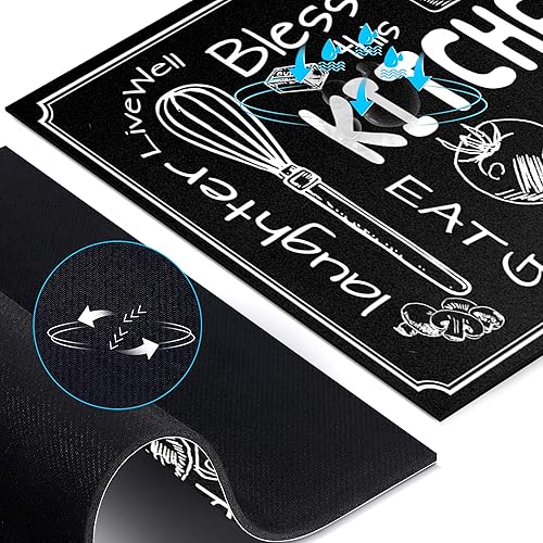 Miniatura 6 de HOLVDENG Juego de 2 tapetes de cocina antideslizantes y gruesos para el suelo, tapetes cómodos para cocina, fregadero, negro, 17 x 47 pulgadas + 17