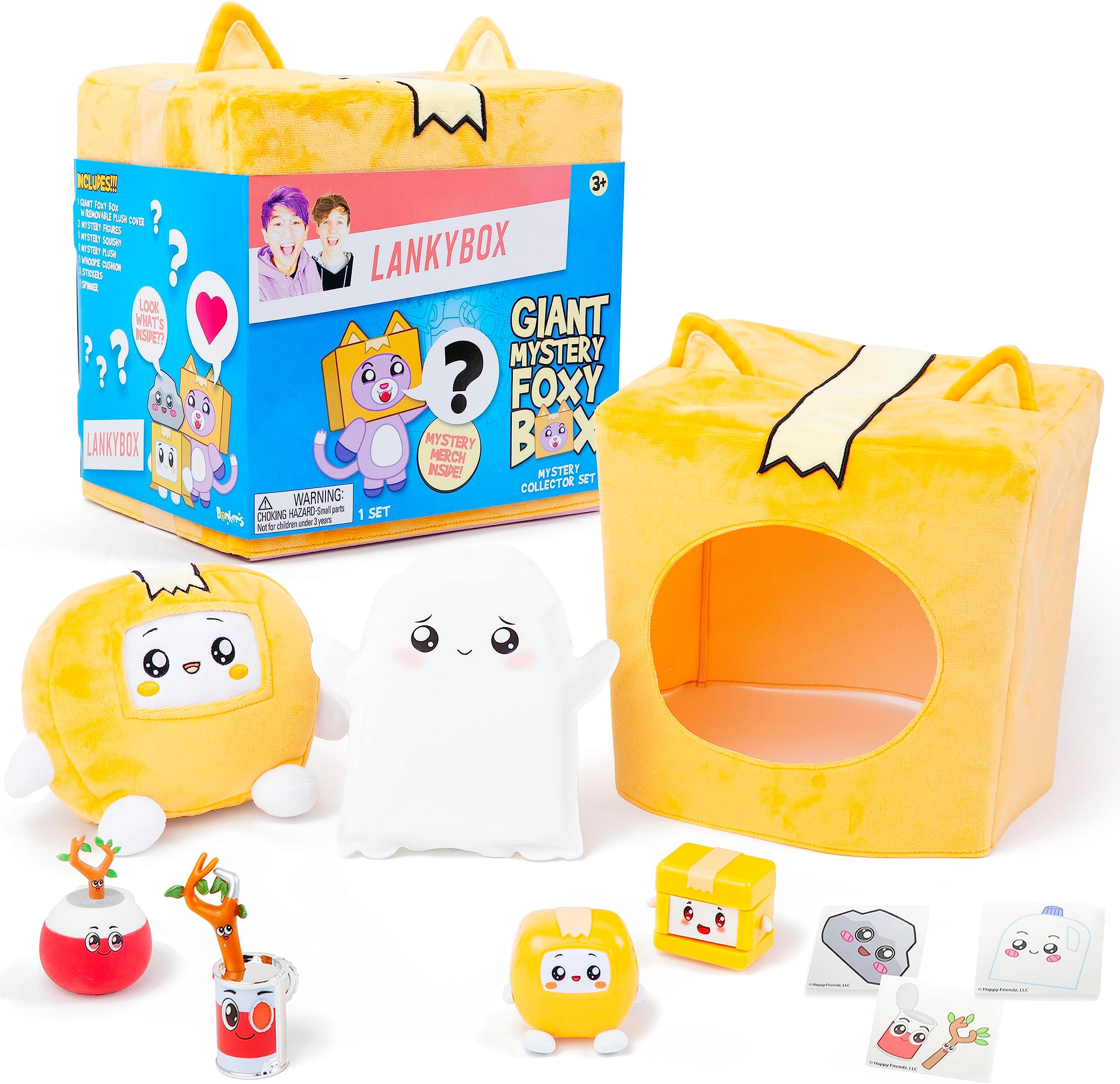 LankyBox Giant Foxy Mystery Box, 10 Surprise Collectible Toys, Plush, Accessories, Wearable Soft Mask, Mini Figures, Blind Box- Official Merch Set for Girls & Boys Ages 3+