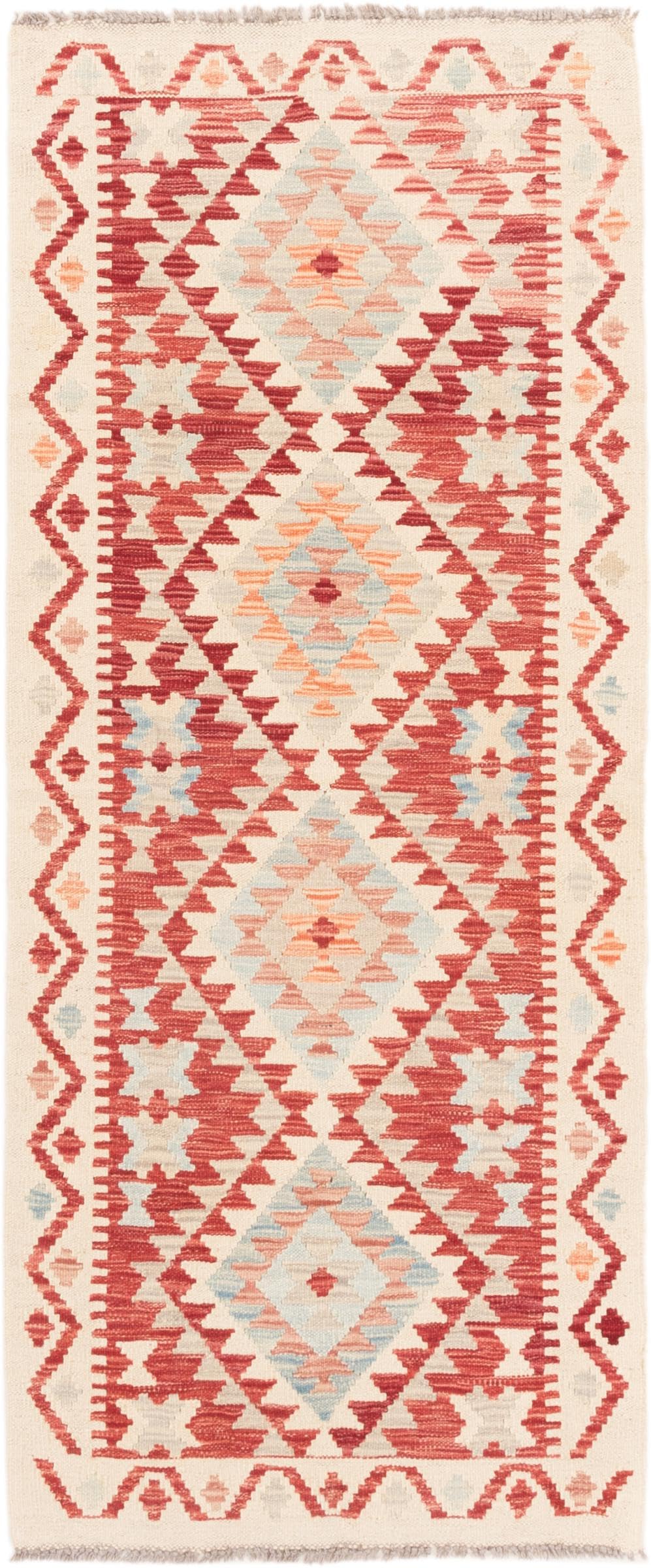 Tapis orient kilim afghan 80x190 tissé main en laine véritable de couloir