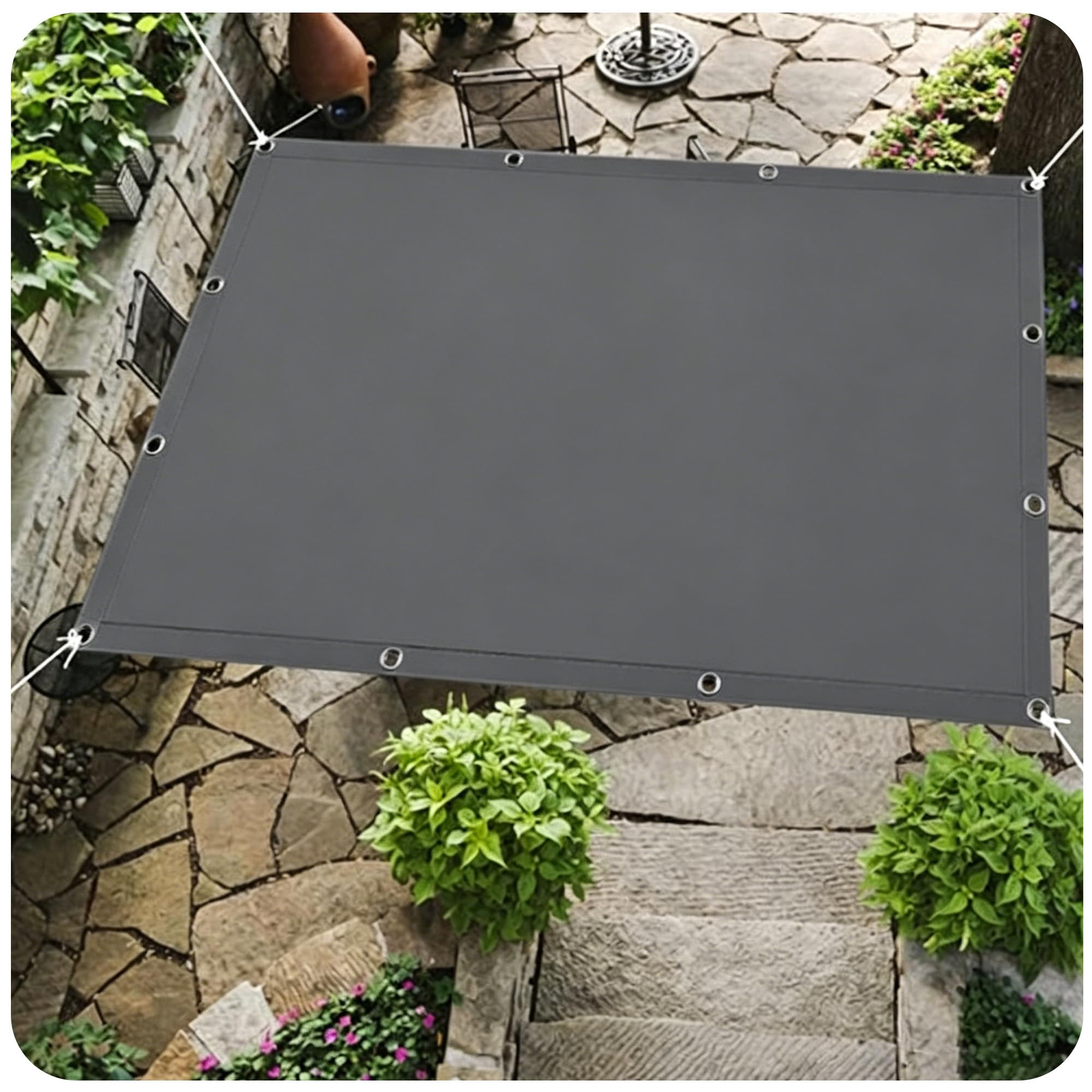 Toile d'ombrage rectangulaire 1.2x3.6M bâche étanche gris foncé terrasse