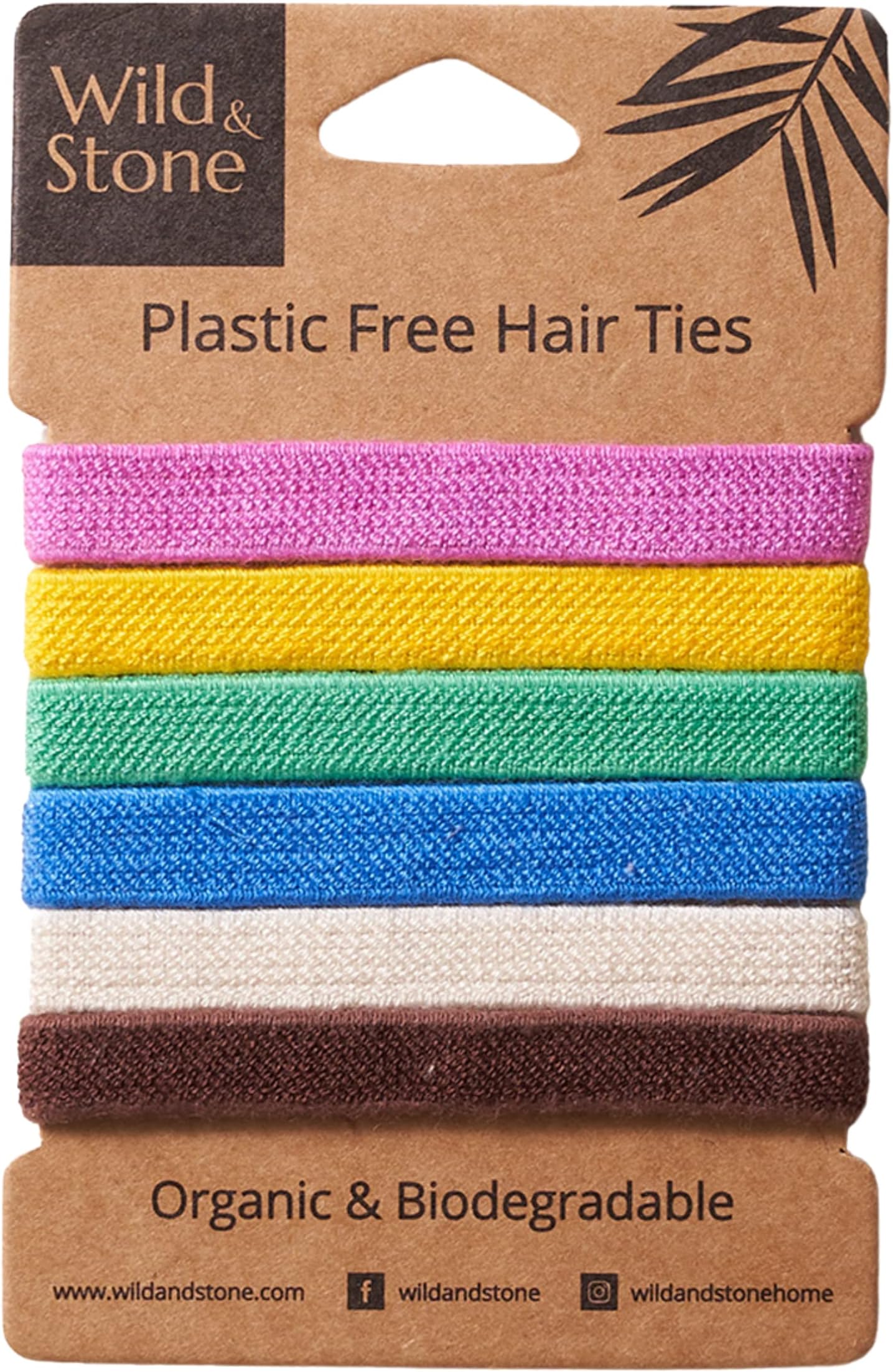 Pack of 6 | 100% Biodegradable and Plastic-Free Elastic Hair Ties | 100% Organic Cotton and Natural Plant-Based Rubber | No Crease Ponytail Holder (Multicolour)