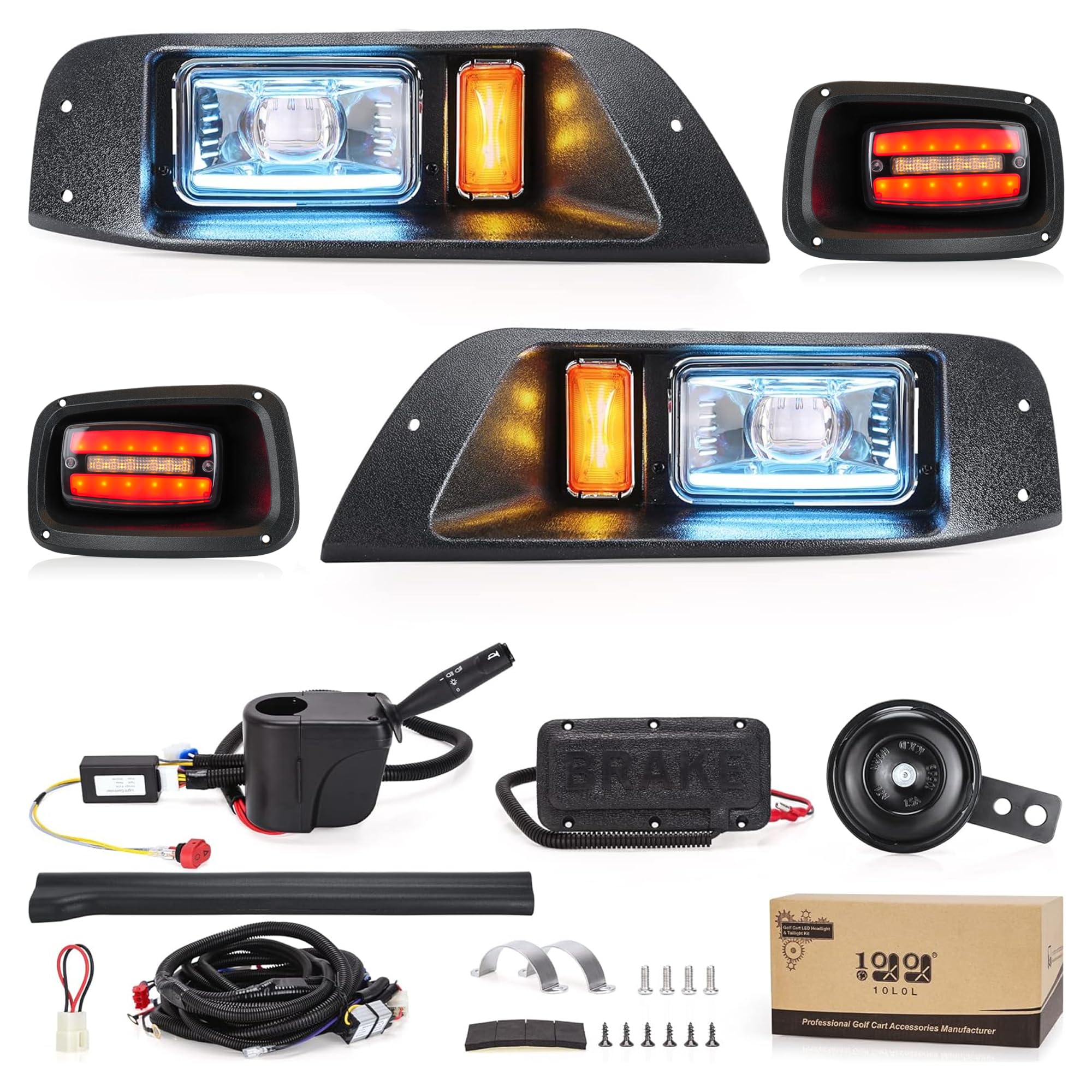 10L0L Golfwagenlicht-Set für EZGO TXT mit Tagfahrlicht für Fern-/Abblendlicht 1995–2013 (12 V/36 V/48 V) TXT Golfwagen mit Blinker, Bremslicht