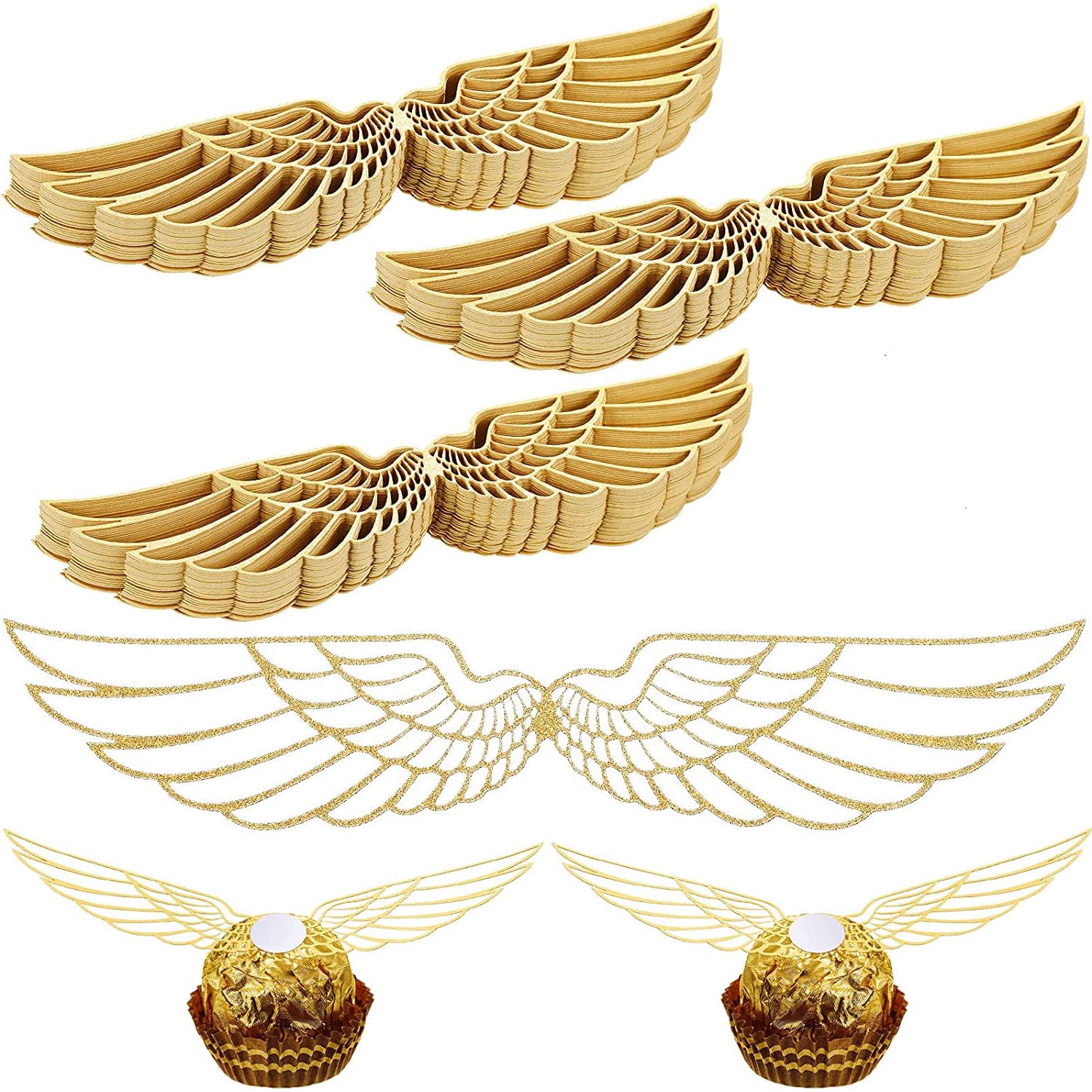 ExceforeChocolate Topper Wizard Party Hollowed Party Supplies Sugar Cake Decoration Handmade Soap Boxes Present Packaging Boxes Decor for Themed Birthday Party Baby Shower Wedding (100pcs)