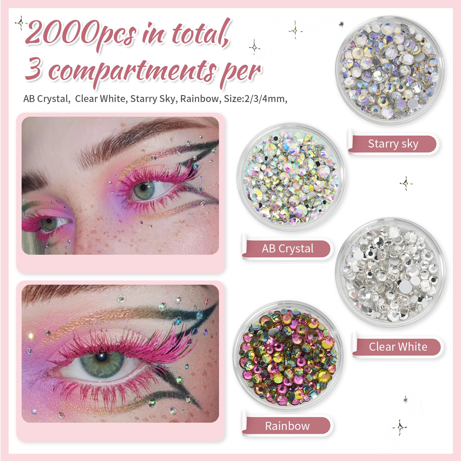 EARLMONI 5200PCS Nail Gems and Charms, AB Crystal Nail Rhinestones with Flatback Nail Pearls, Pick Up Tweezers, Rhinestone Picker Tool, Flat Back Nail Gems for Nail Art, Clothes, Face, Craft