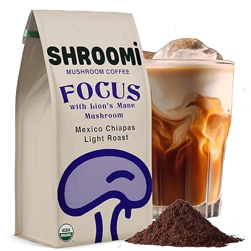 Café Shroomi Mental Performance Galardonado  Tueste Ligero Orgánico de Comercio Justo México Chiapas  16,000mg de Hongos de Cuerpo Fructífero