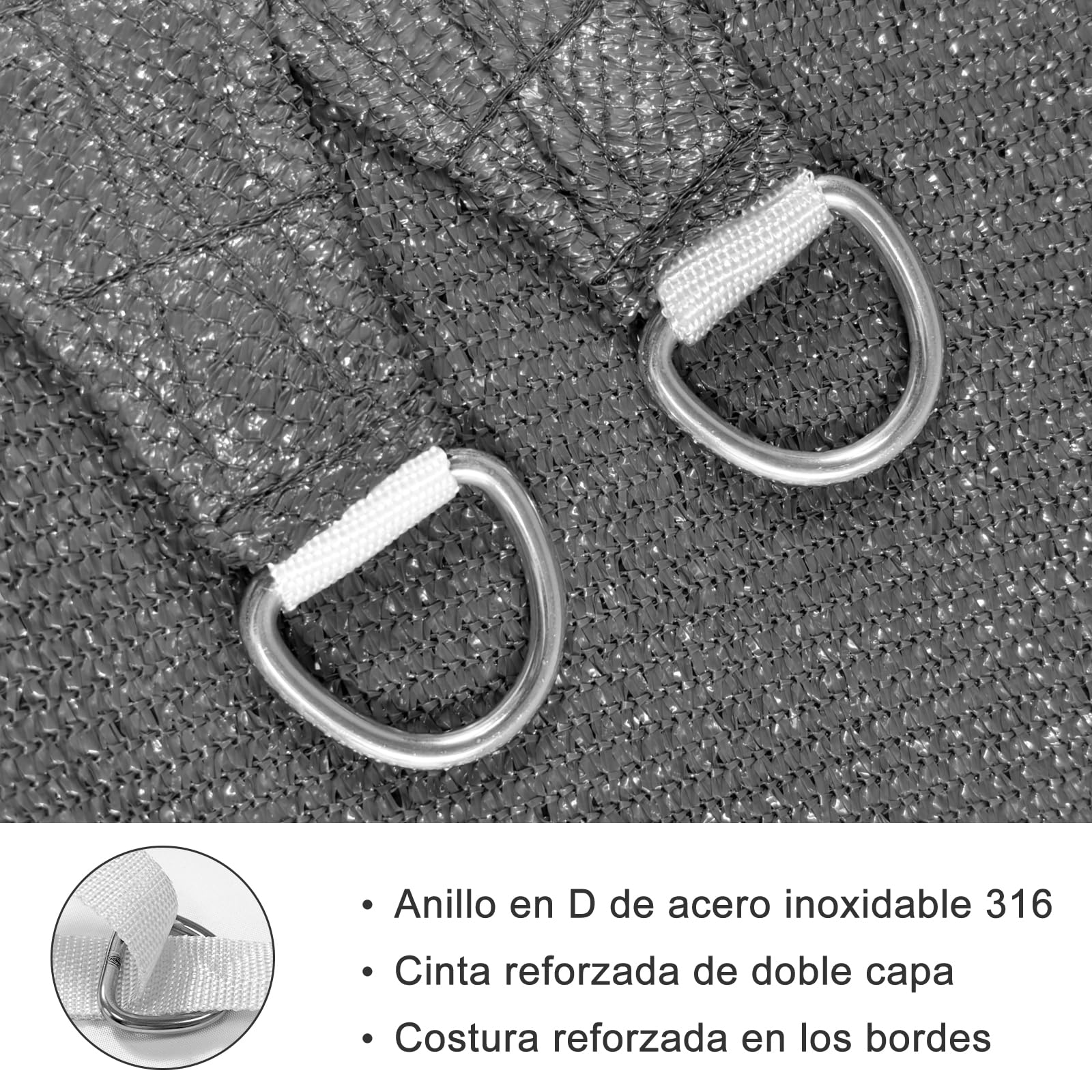 HENG FENG Toldo Vela de Sombra HDPE Rectangular 2x3m Protección Rayos UV Resistente Transpirable para Terraza Patio Exterior Jardín Color Antracita
