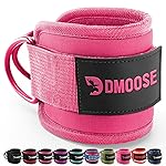 DMoose Ankle Strap for Cable Machine - One Size Fit with Premium Padding, Glute Kickback Ankle Strap, Ankle Cable Straps for Workout, Booty Workout, Leg Extension, Hip Abductors (All Pink - Single)