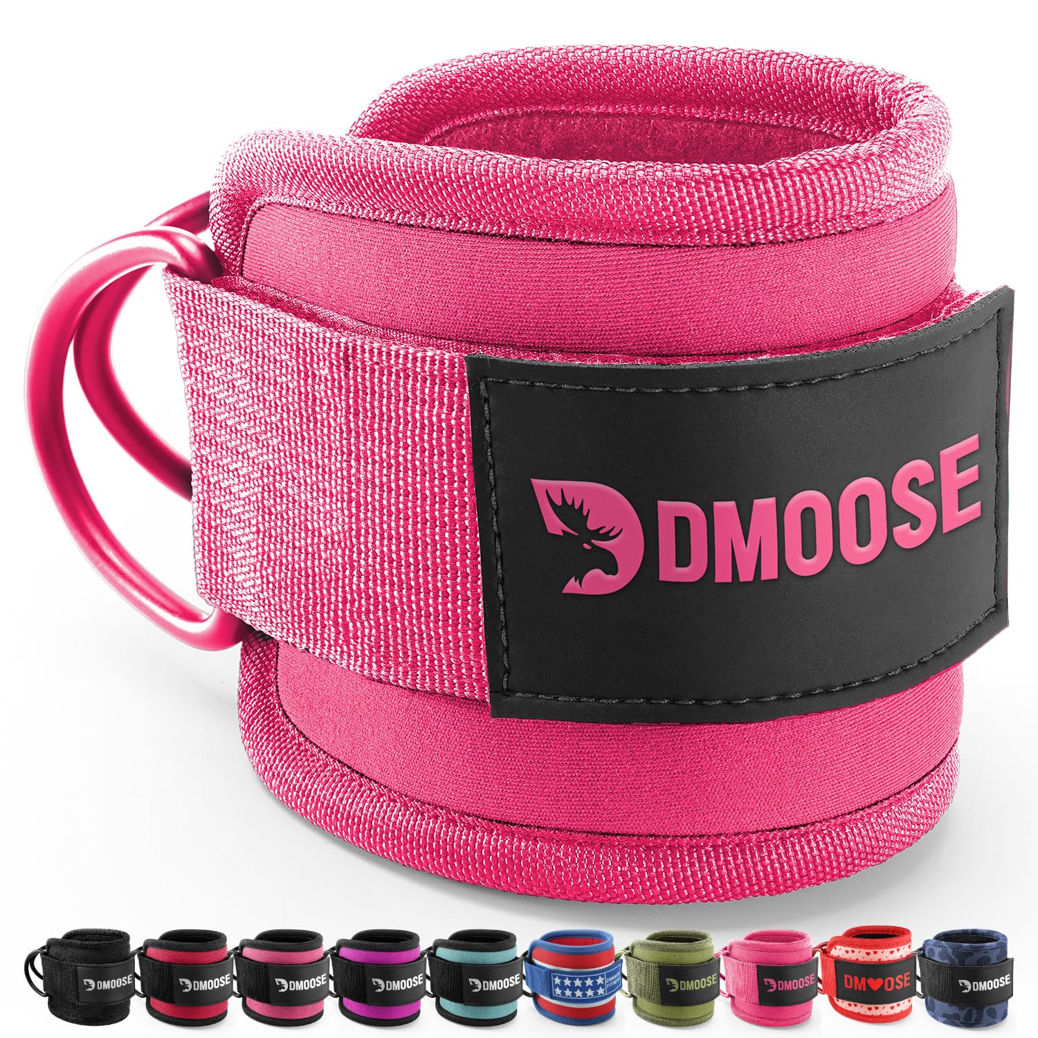 DMoose Ankle Strap for Cable Machine - One Size Fit with Premium Padding, Workout Kickback Ankle Cuffs, Ankle Bands for Working Out, Booty Workouts, Leg Extension, Hip Abductors & Lower Body Exercises