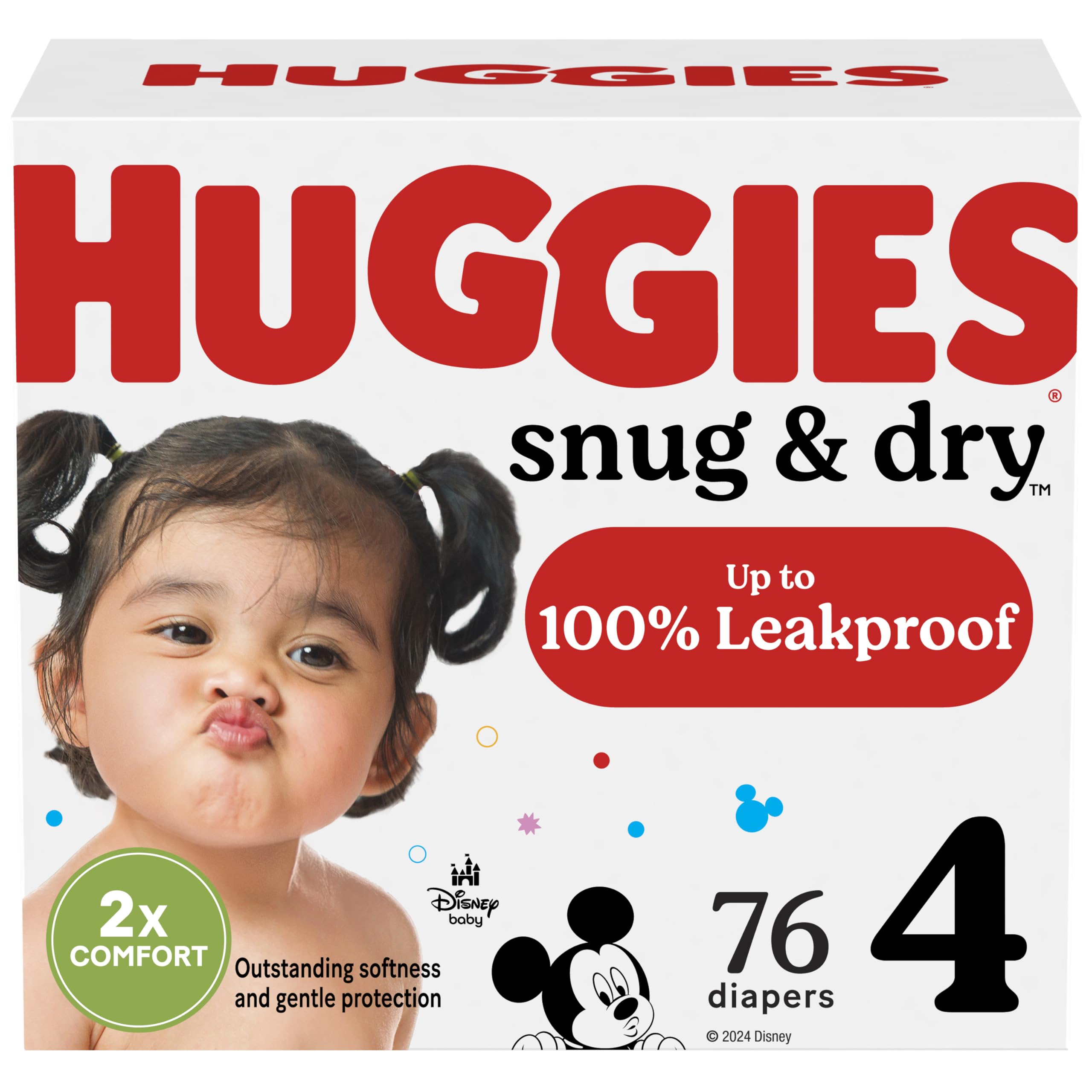 Huggies Size 4 Diapers, Snug & Dry Baby Diapers, Size 4 (22-37 lbs), 76 Count, Packaging May Vary