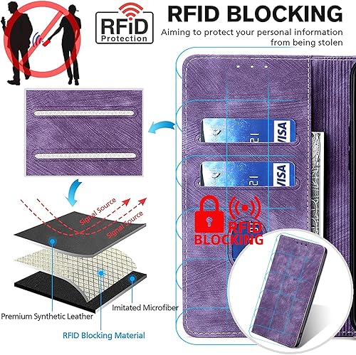 Miniatura 2 de Funda tipo cartera para Motorola Moto G Play 2023 con tapa G Power 2022  G Pure 2021, funda tipo cartera con bloqueo RFID (azul)