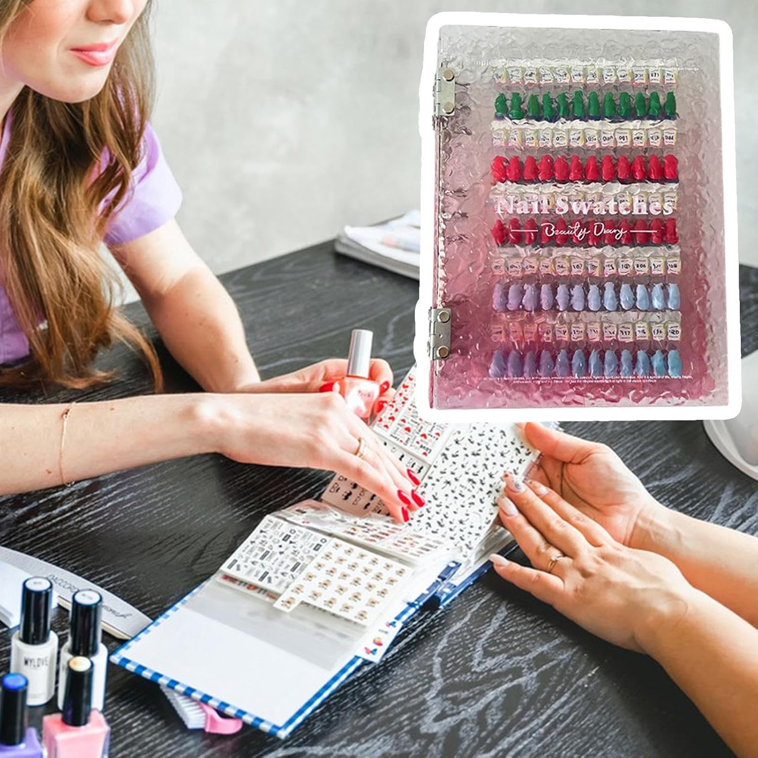 磁気ネイルブック|ネイルカラーディスプレイオーガナイザーボードブック|バインダーストレージオーガナイザーマニキュアアートアクセサリー ネイル サンプル  ボード ネイルブック | ジェルネイルポリッシュ収納ケース,バインダー 整理 マニキュアアート アクセサリー 小物 女性 ネイリスト 自宅