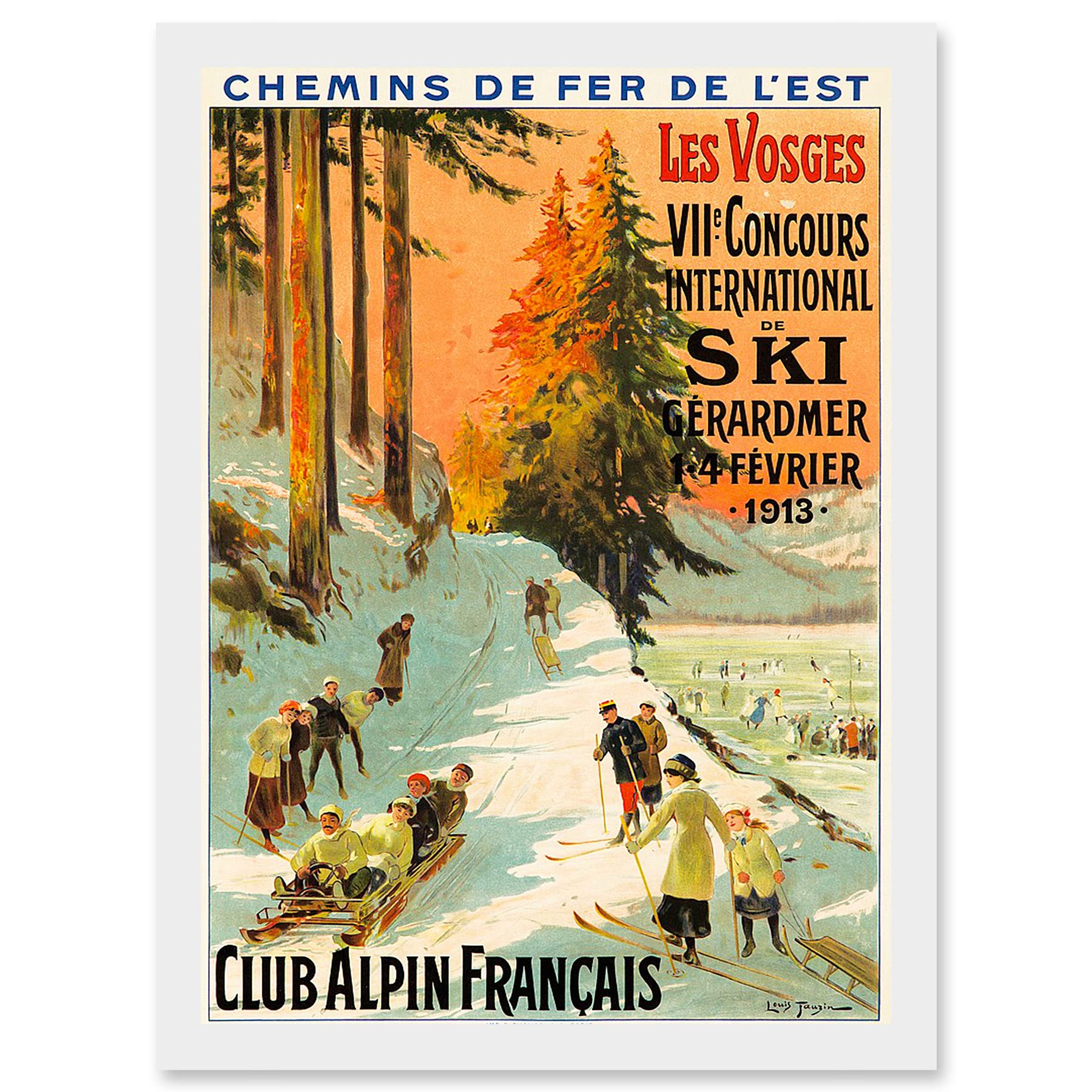 Artery8 Advert Ski Contest Vosges France Alpine Club Winter Sport A4 Artwork Framed Wall Art Print