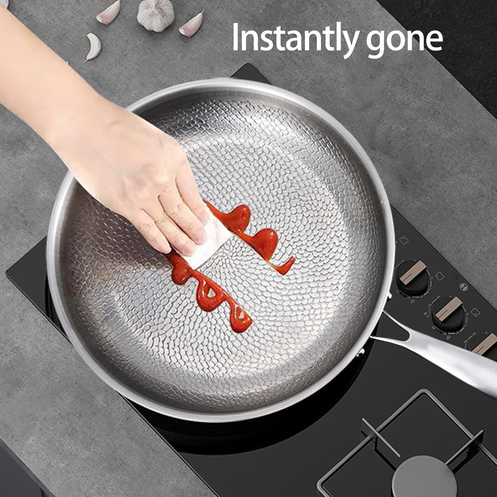 Pfannen- und Pfannenwender-Set aus gehämmertem Metall, gewellt, antihaftbeschichtet, für alle Herdarten geeignet, ergonomischer Griff, Antihaft-Kochgeschirr-Set