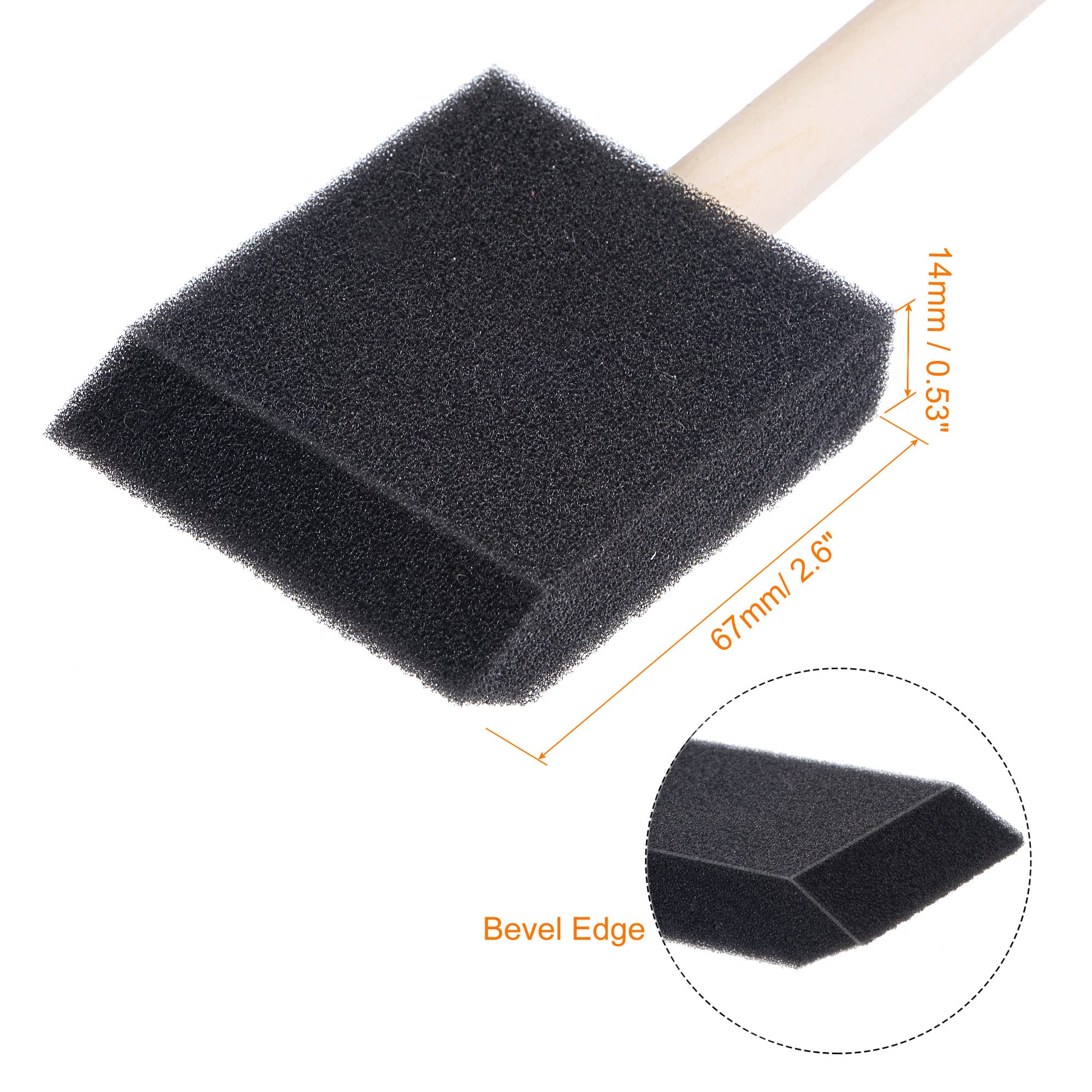 sourcing map 7Stk. Schaumstoff Lackierpinsel Kegelkante Pinsel mit Holzgriff 1 Zoll