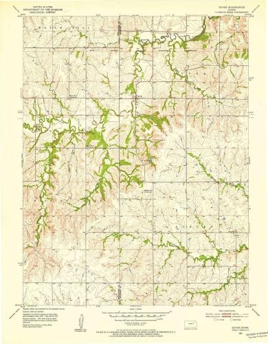 YellowMaps Dover KS topo map, 124000 Scale, 7.5 X 7.5 Minute, Historical, 1952, Updated 1953, 27.12 x 21.14 in