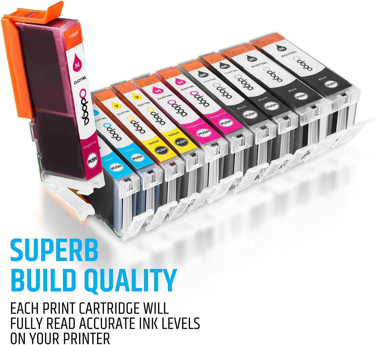 Odoga Ink Cartridge PGI-250XL CLI-251XL PGI-250 CLI-251 High Yield Combo Pack Replacement for Canon Pixma MX922 MG5520 MG6620 MG7520 MG7120 MG5420 [2 XL Black, 2 Black, 2 Cyan, 2 Magenta, 2 Yellow]