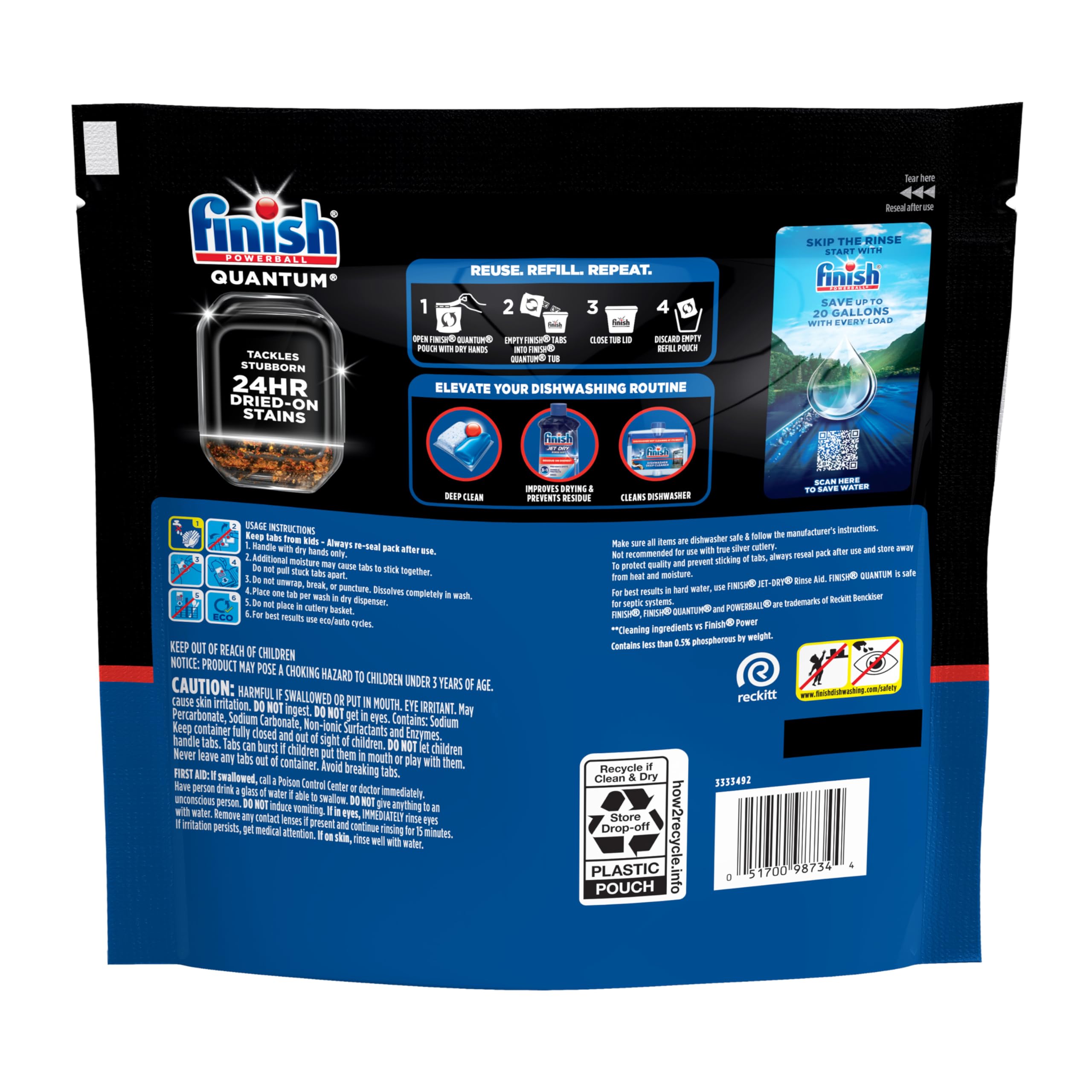 Finish Quantum - Pestañas para detergente de lavavajillas B07CVWG5L8, 82 Count, 1