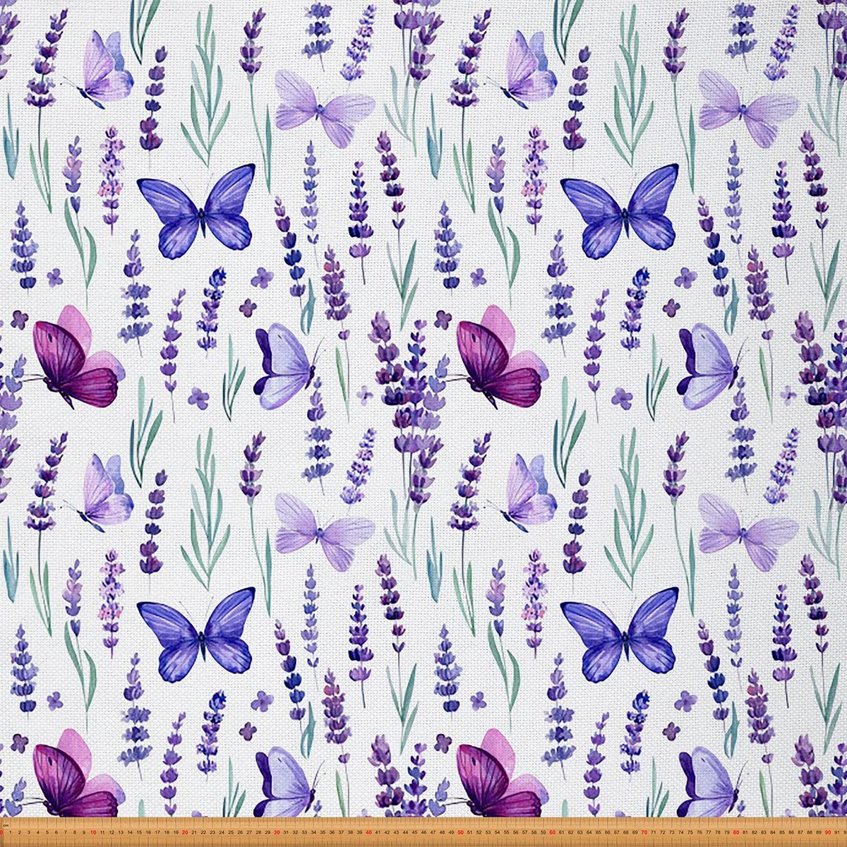 Butterflies Upholstery Fabric - Spring Watercolor Butterfly Floral Fabric by The Yard for Upholstery & DIY Projects (2 Yards, L184*W150cm) - Purple White