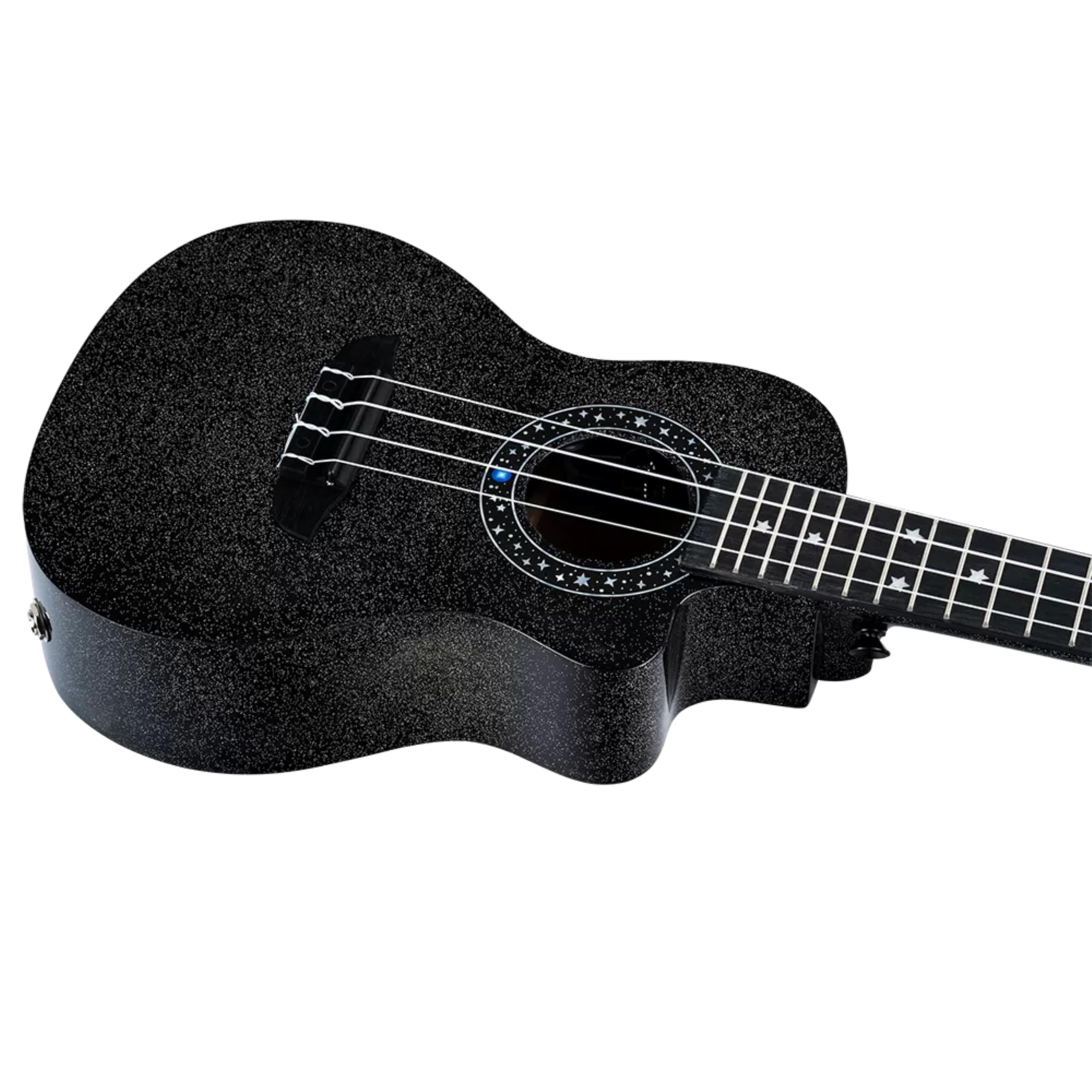 Ortega Guitars Ukulélé Concert Électro-Acoustique – Série Horizon – Housse Incluse – Agathis, Noir (RUHZ-CE-STAR)