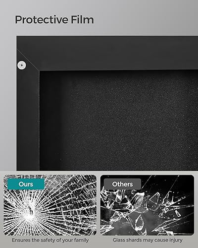 Miniatura 6 de SONGMICS Espejo de pared, espejo de longitud completa con almacenamiento, espejo colgante, 42.5 x 23.6 x 6.9 pulgadas, 3 ganchos, fácil de montar,