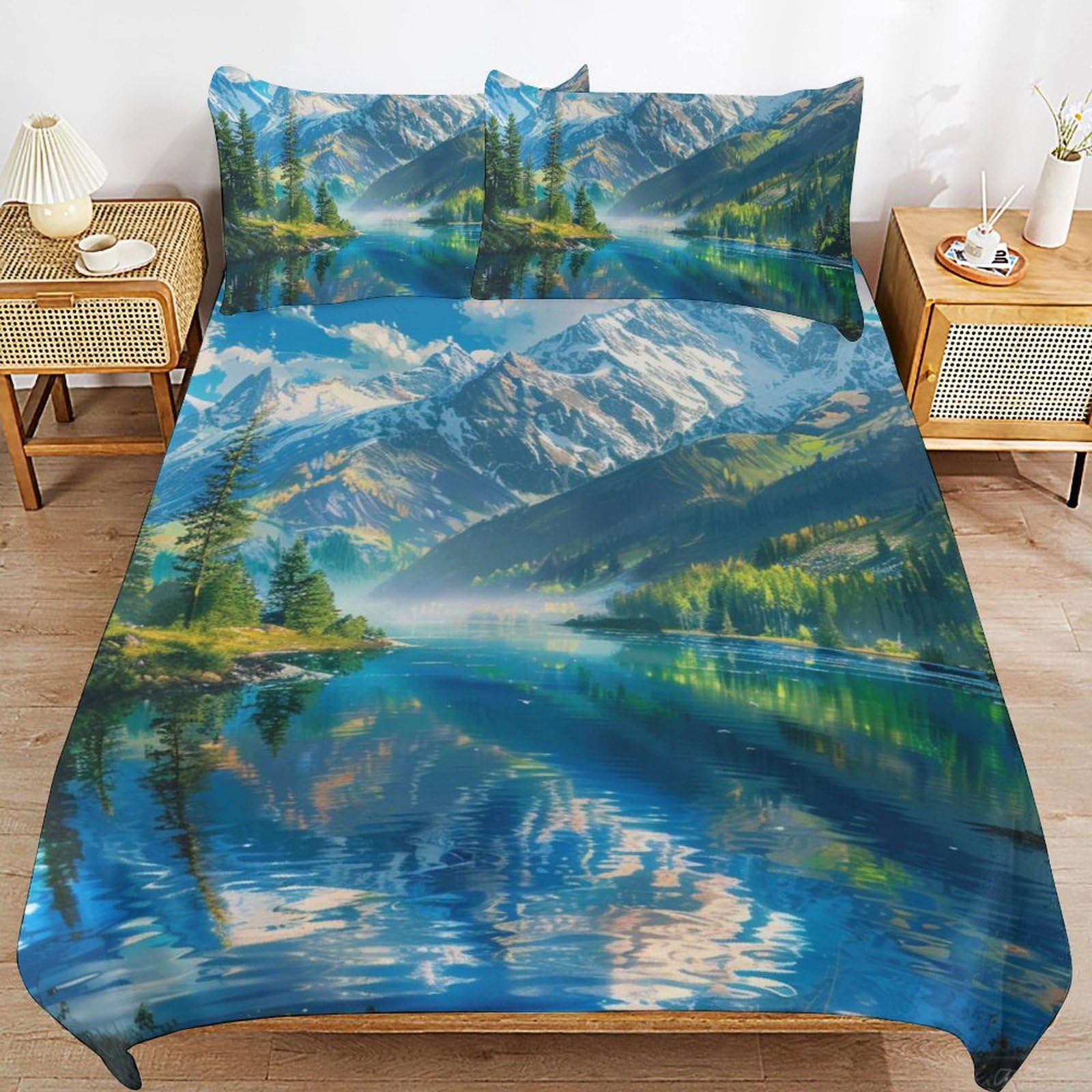 Housse de couette microfibre douce contre la transpiration lit animal paysage