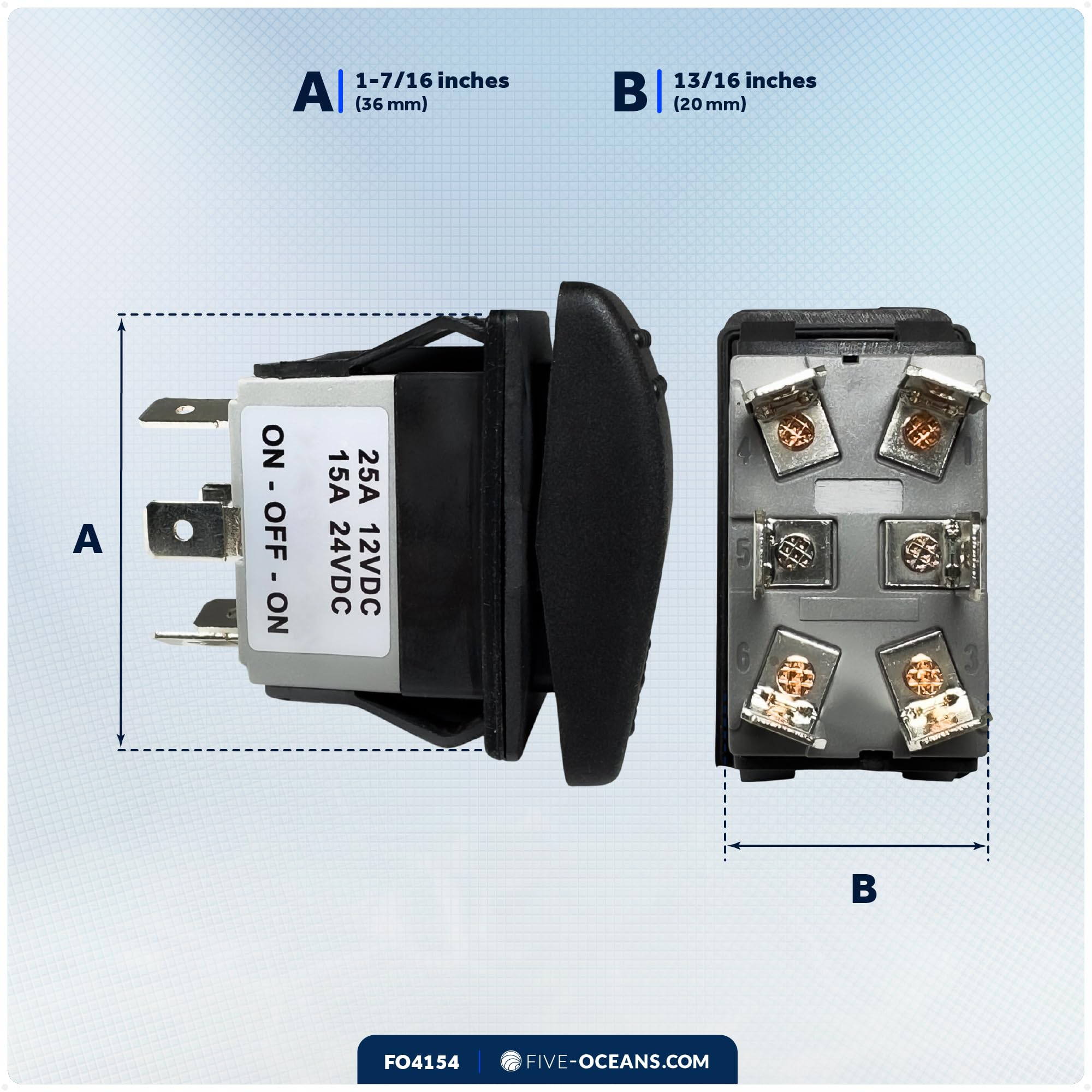 Five Oceans Interruttore a bilanciere On-Off 6 pin FO-4154