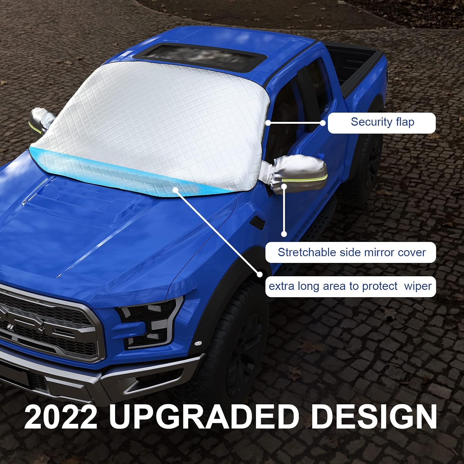 Windshield Cover for Ice and Snow, Extra Large Car Windshield Snow Cover, 4 Layer Protection with Side Mirror Cover, Car Accessories for Car, SUV,MPV (61.4 * 50.4 Inches)