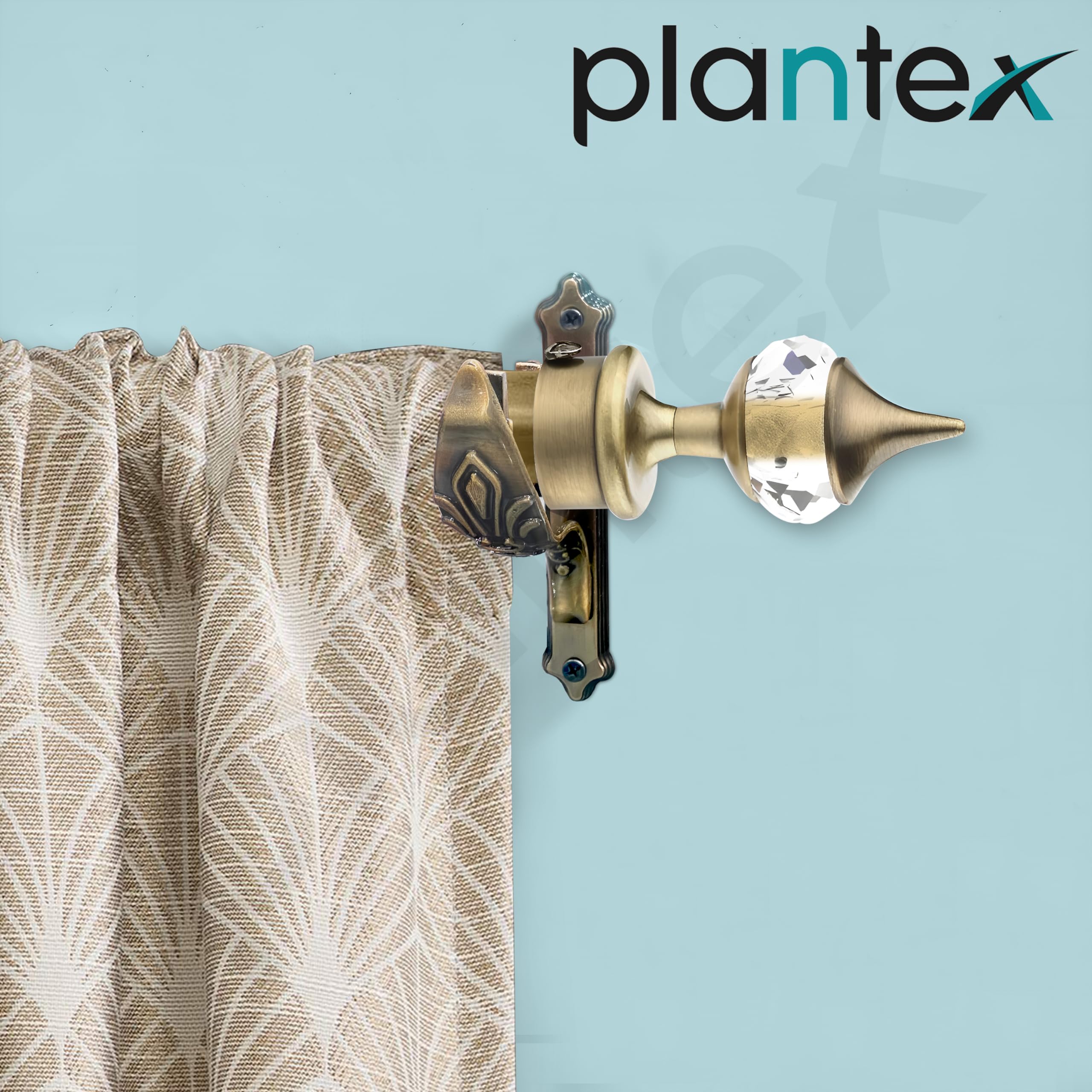Plantex Heavy Duty Aluminium Diamond Curtain Holder/Curtain Brackets/Curtain Rod Holder with Support 1 Inch Rod (Brass Antique - 4 Pair) — Amazon image 7