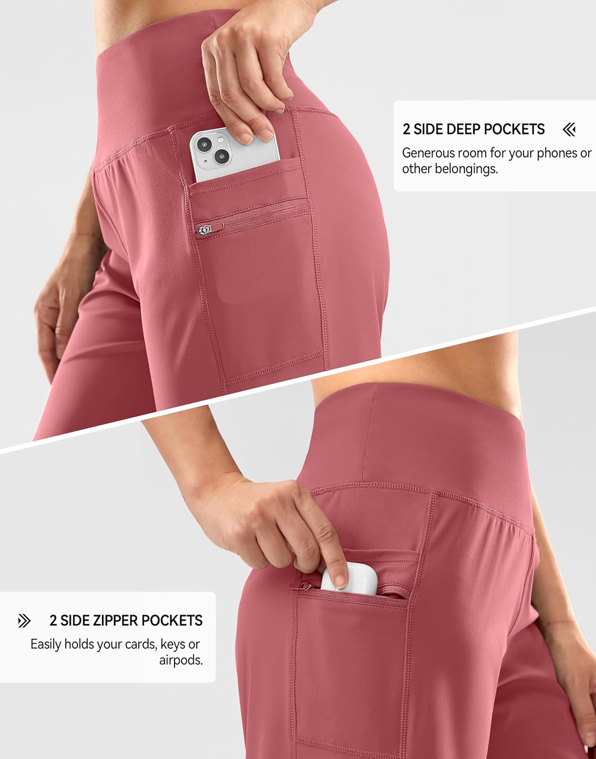 G Gradual Women's High Waisted 9" Bermuda Shorts with Zipper Pockets Athletic Workout Long Shorts for Women Knee Length - Image 5