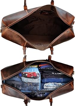 24 Leather Duffle Bag for Men - Full Grain Travel Overnight Weekender
