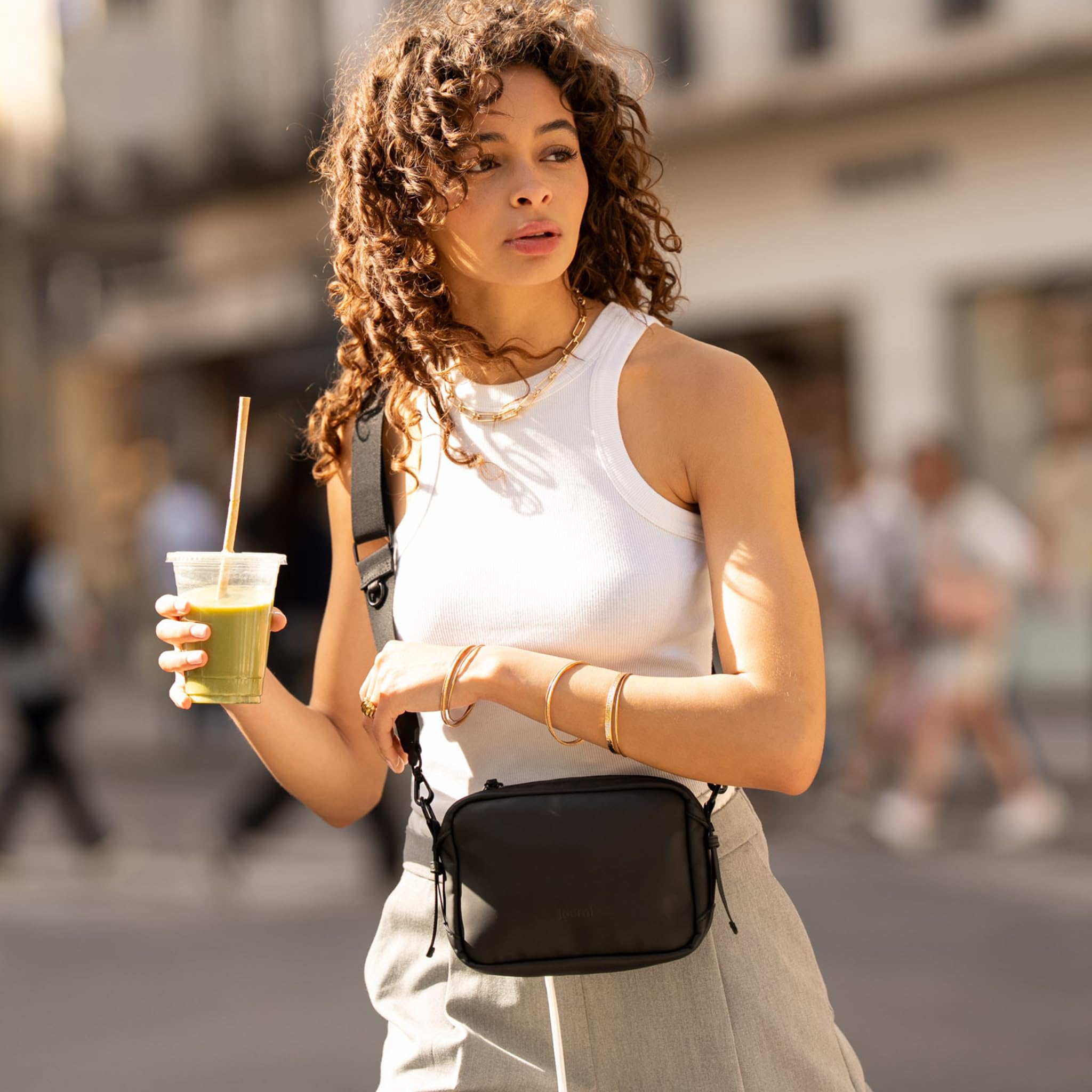 Joomi Sac à Bandoulière Style Urbain Imperméable Anti-Vol Noir