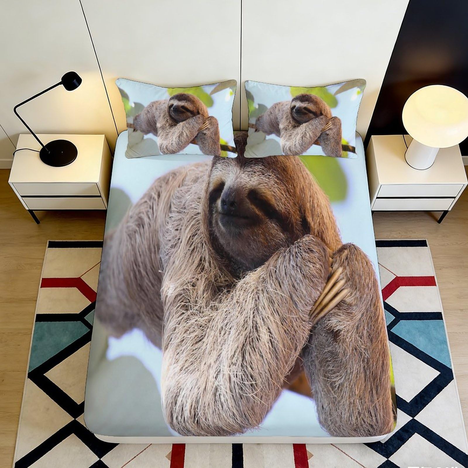 Pnayamiorkfel Style-9 3D Printed Sloth Forest Fitted Sheet Microfiber Soft Bed Cover For Bedroom Decor Dorm Mattress Protection 90X200x25cm