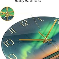 Vista 3 de VIKMARI Reloj de pared moderno de 8 pulgadas, accesorios estéticos de decoración negra y dorada, relojes aurora silenciosos inusuales sin tictac