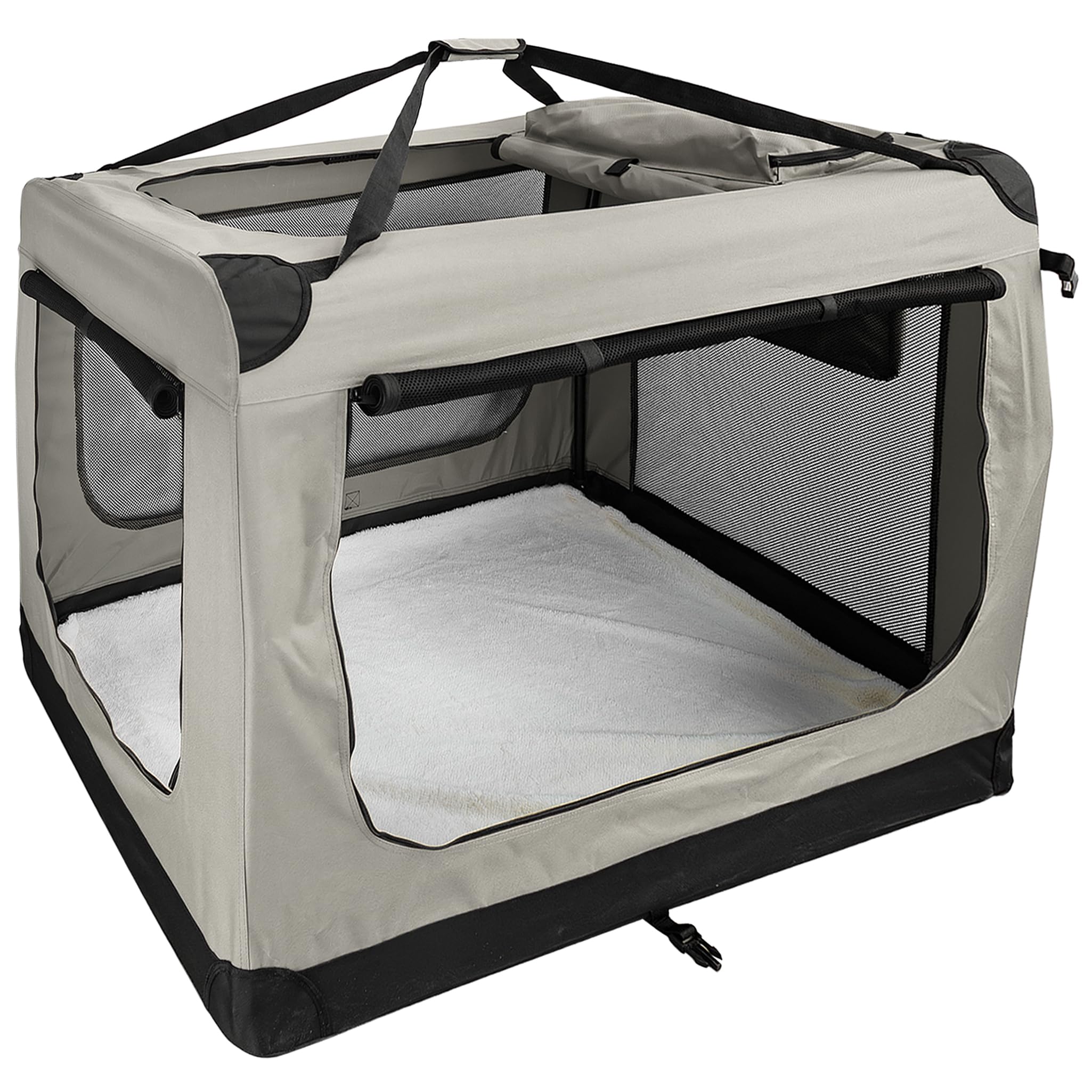 Faltbare Hundebox XXXXL- 122 x 80 x 82 cm, Beige Transporttasche Transportbox, Cream Auto Katze Hunde Kaninchen Große Kleine Box Bag Klein Auto Tasche Transport Petigi