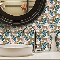 Vista 30 de Calcomanías de vinilo para azulejos de estilo bohemio para despegar y pegar, calcomanías autoadhesivas para azulejos de pared, calcomanías Acero