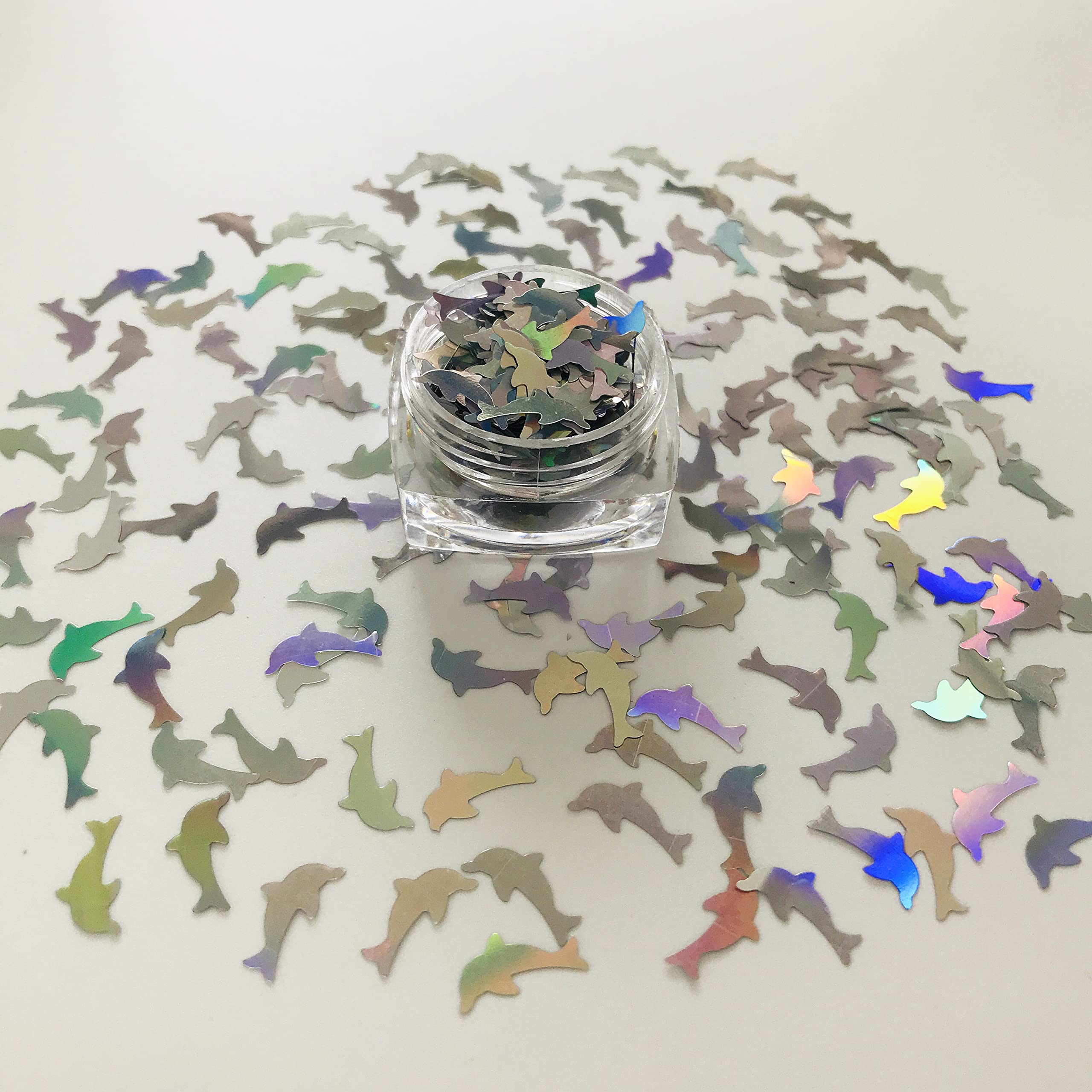 10 Grams/Pack - Dolphin Shape Holographic Glitter Sequins for Resin DIY Making Art Craft Nail Makeup Decoration Accessories LB100