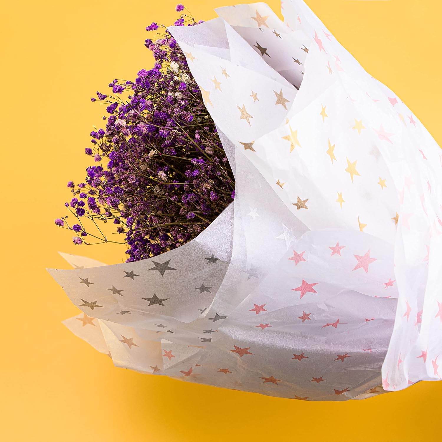 MR FIVE 120 Sheets Metallic Star Tissue Paper Bulk,20" x 28",6 Colors Gift Wrapping Tissue Paper for Gift Bags, Packaging,Birthday,Baby Shower,Weddings,Holiday Party Decoration