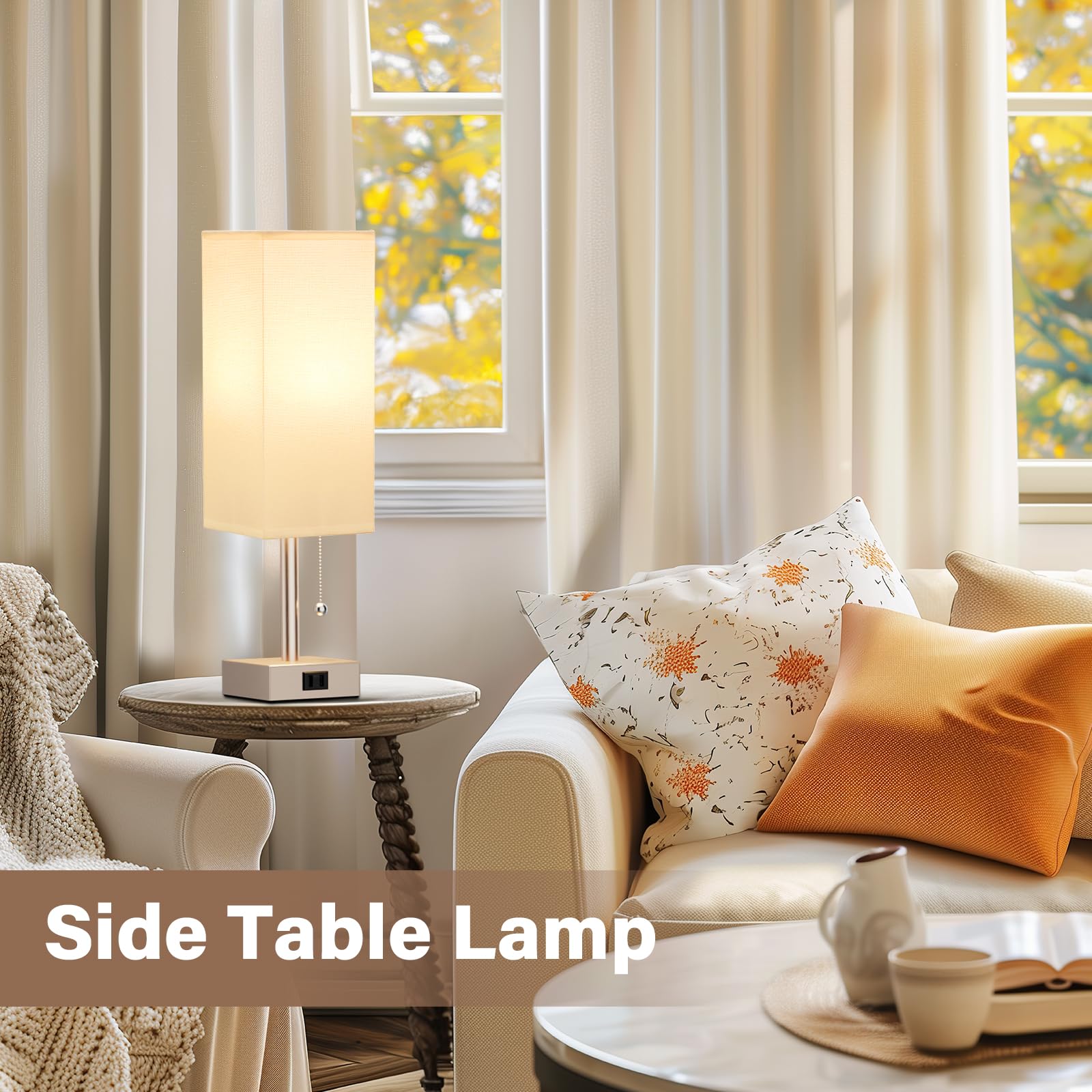 Goldfarbene Nachttischlampen für Schlafzimmer, 2er-Set, kleine rechteckige Nachttischlampe mit AC-Steckdosen-Ladeanschluss, 3 Farbtemperaturen, Tisch-Leselampe für Wohnzimmer/Schlafsaal/Büro